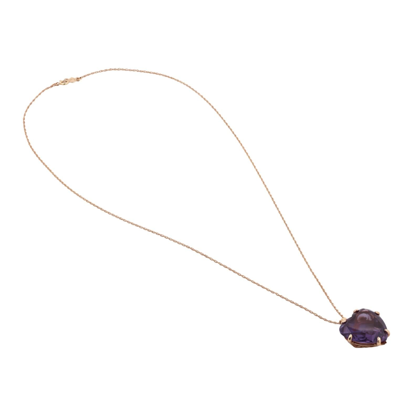 22 CT Heart Alexandrite Pendant Chain Necklace Yellow Gold Lab Grown Gem 18"