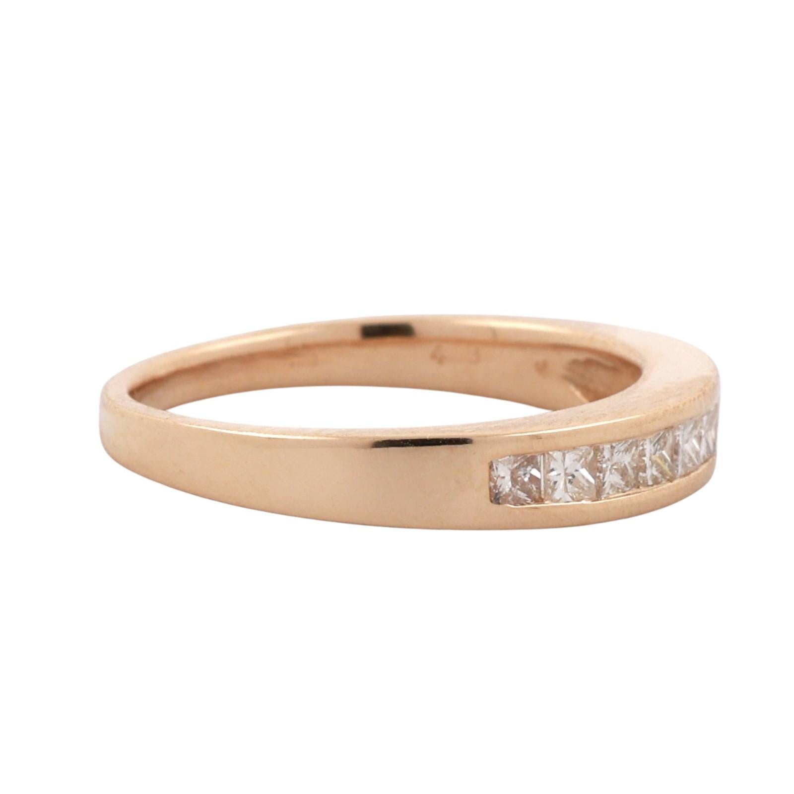 Princess Cut Diamond Half Eternity Band Ring 14K Yellow Gold 0.49 TW Size 7.25