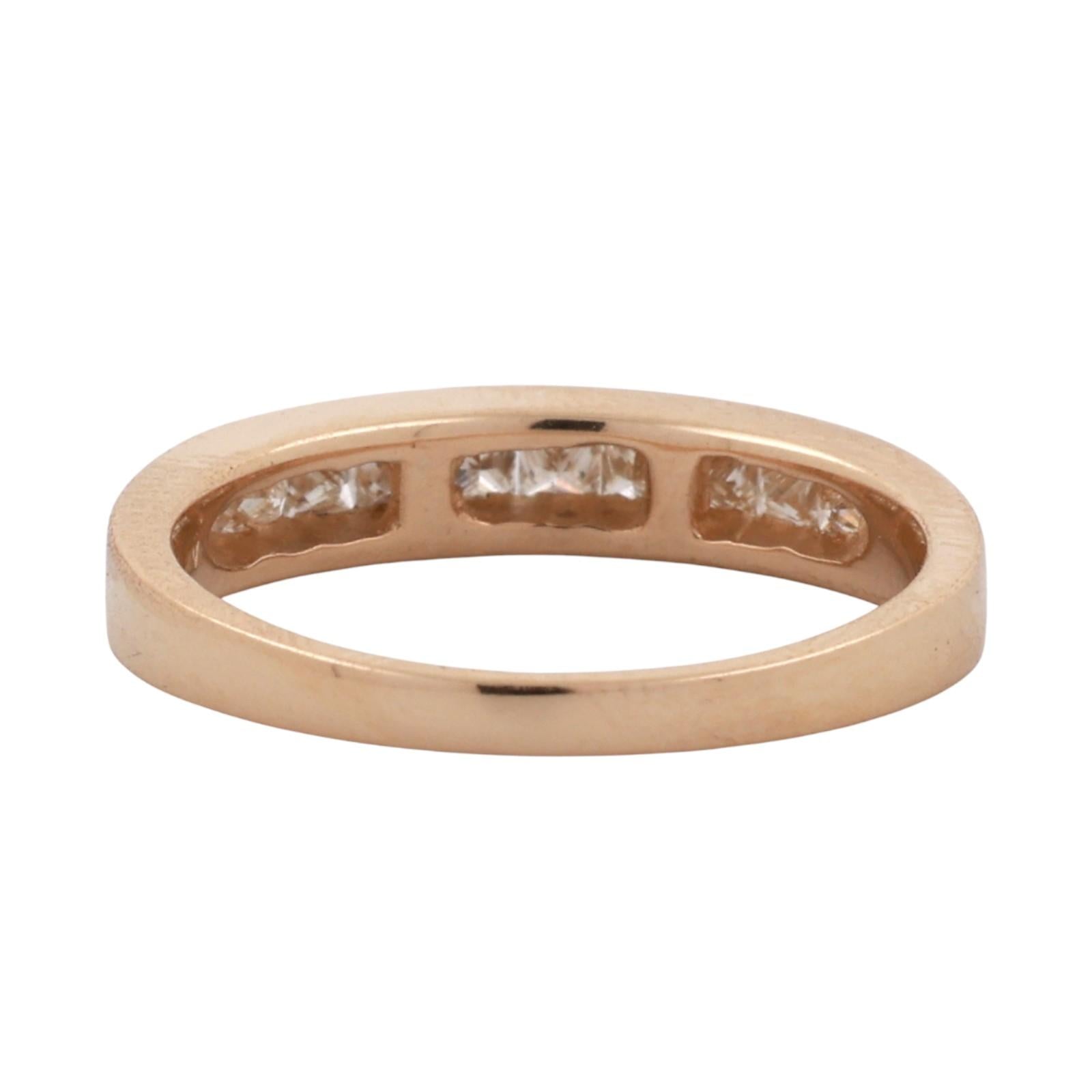 Princess Cut Diamond Half Eternity Band Ring 14K Yellow Gold 0.49 TW Size 7.25