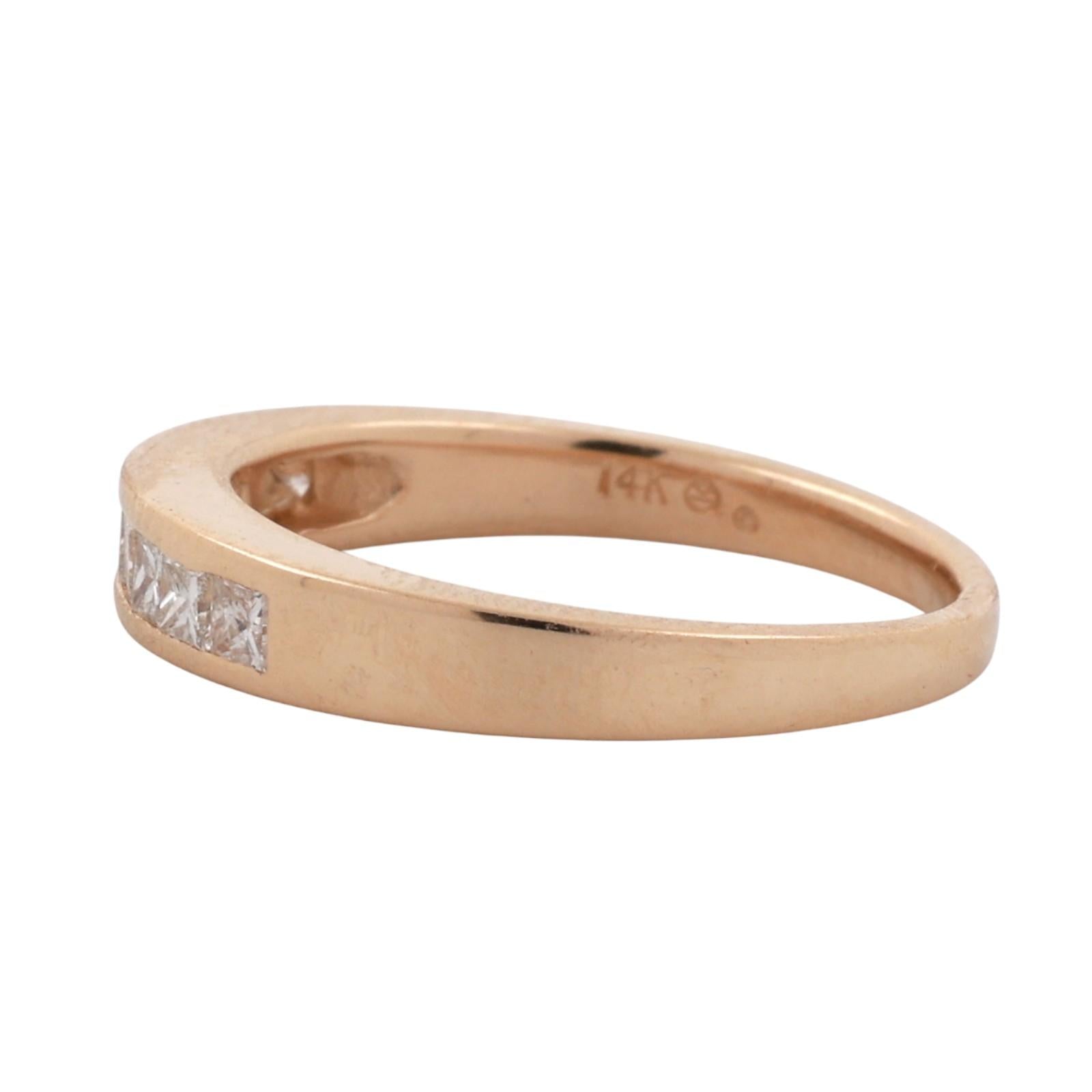 Princess Cut Diamond Half Eternity Band Ring 14K Yellow Gold 0.49 TW Size 7.25