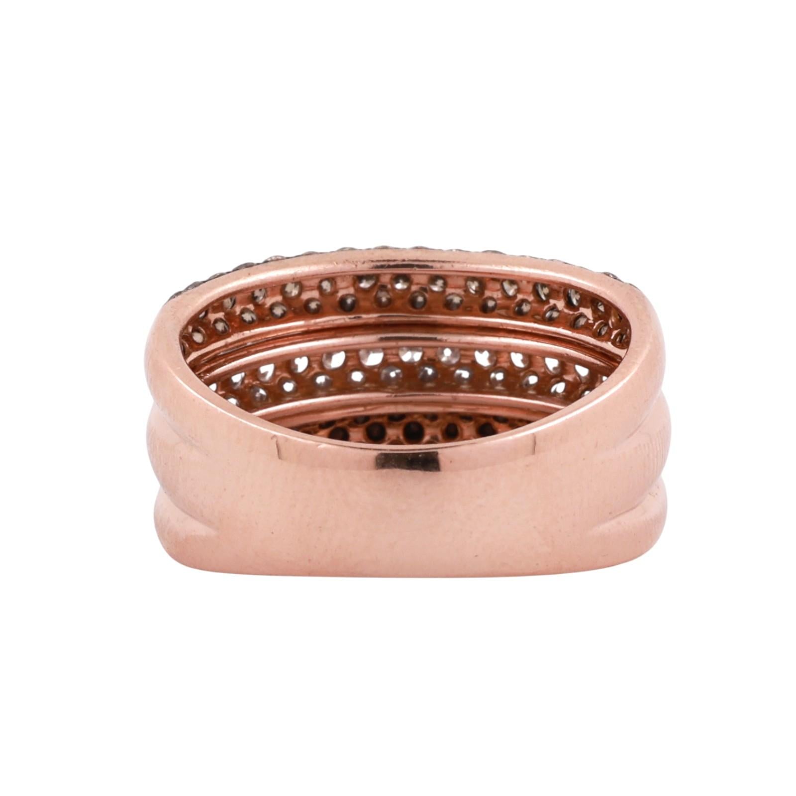 Effy Diamond Wide Band Ring 14K Rose Gold 3.00 TW White Black Brown Diamonds S 7