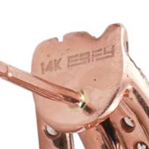 EFFY Crossover Black Brown White Diamond J Hoop Earrings 14K Rose Gold 0.45"