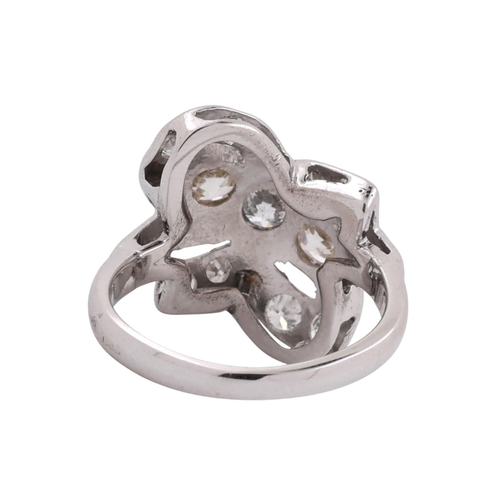 Vintage 1.00 TW Diamond Statement Ring White Gold Platinum Size 6 Ladies Estate