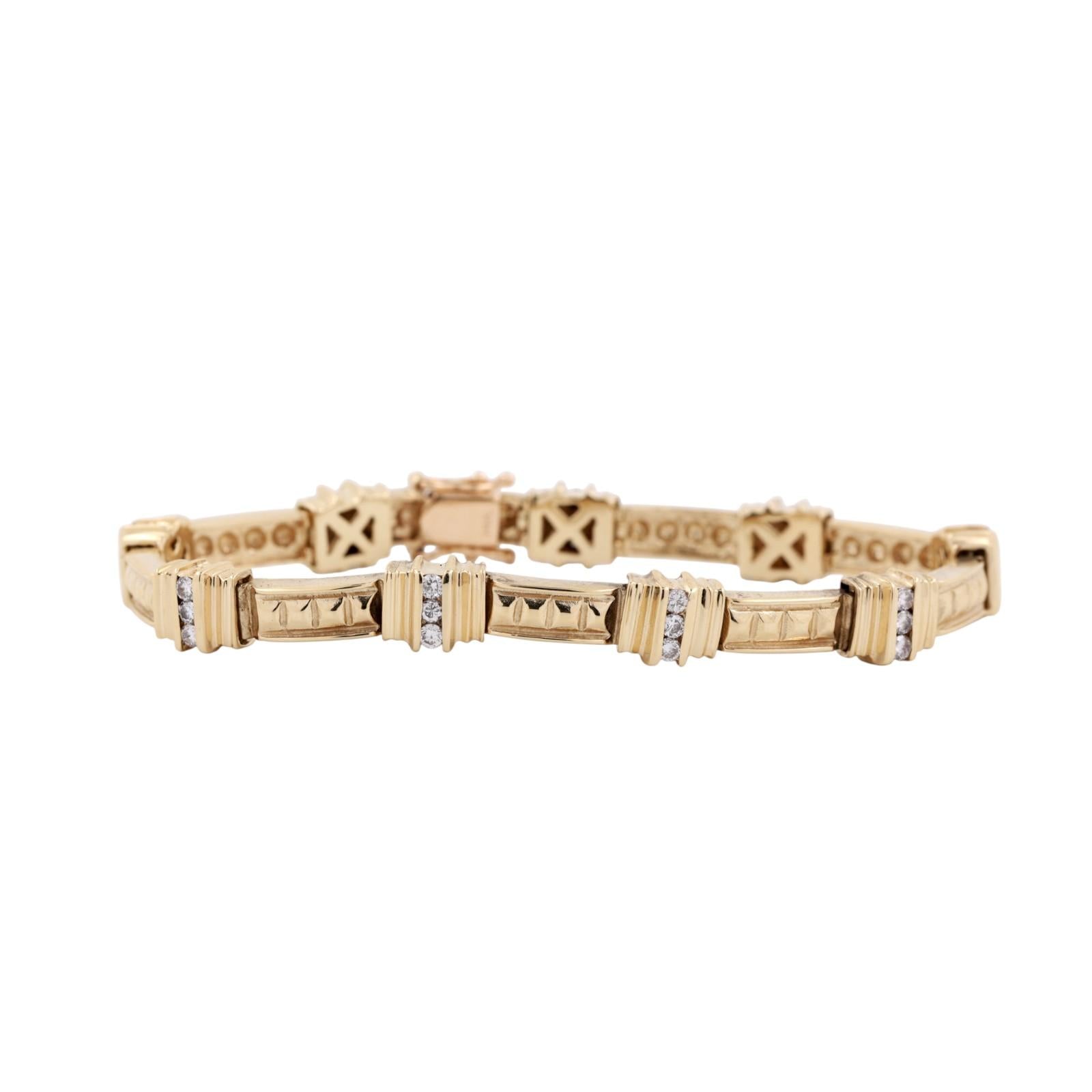 0.85 TW Diamond Station Bracelet 14K Yellow Gold 7" Ladies Estate