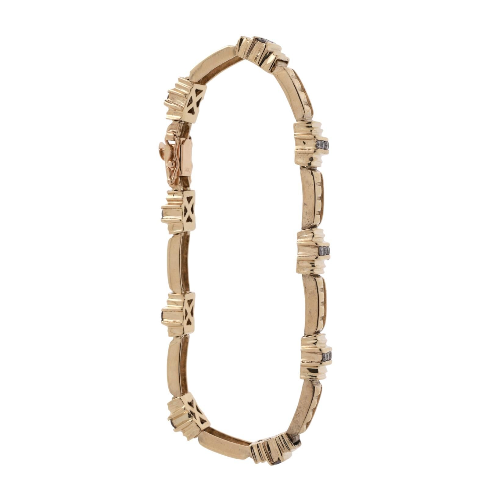 0.85 TW Diamond Station Bracelet 14K Yellow Gold 7" Ladies Estate