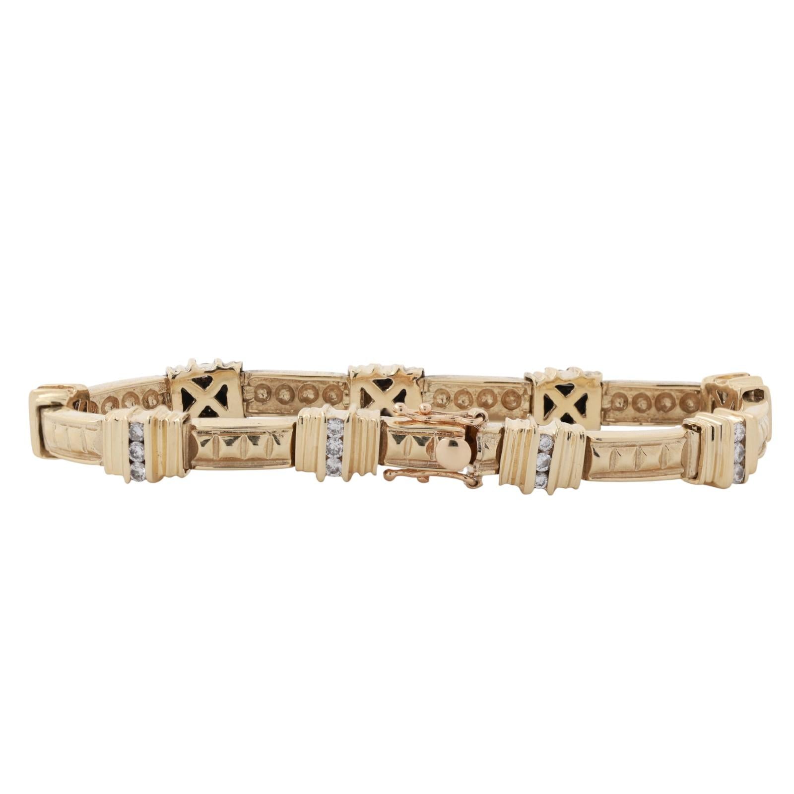 0.85 TW Diamond Station Bracelet 14K Yellow Gold 7" Ladies Estate
