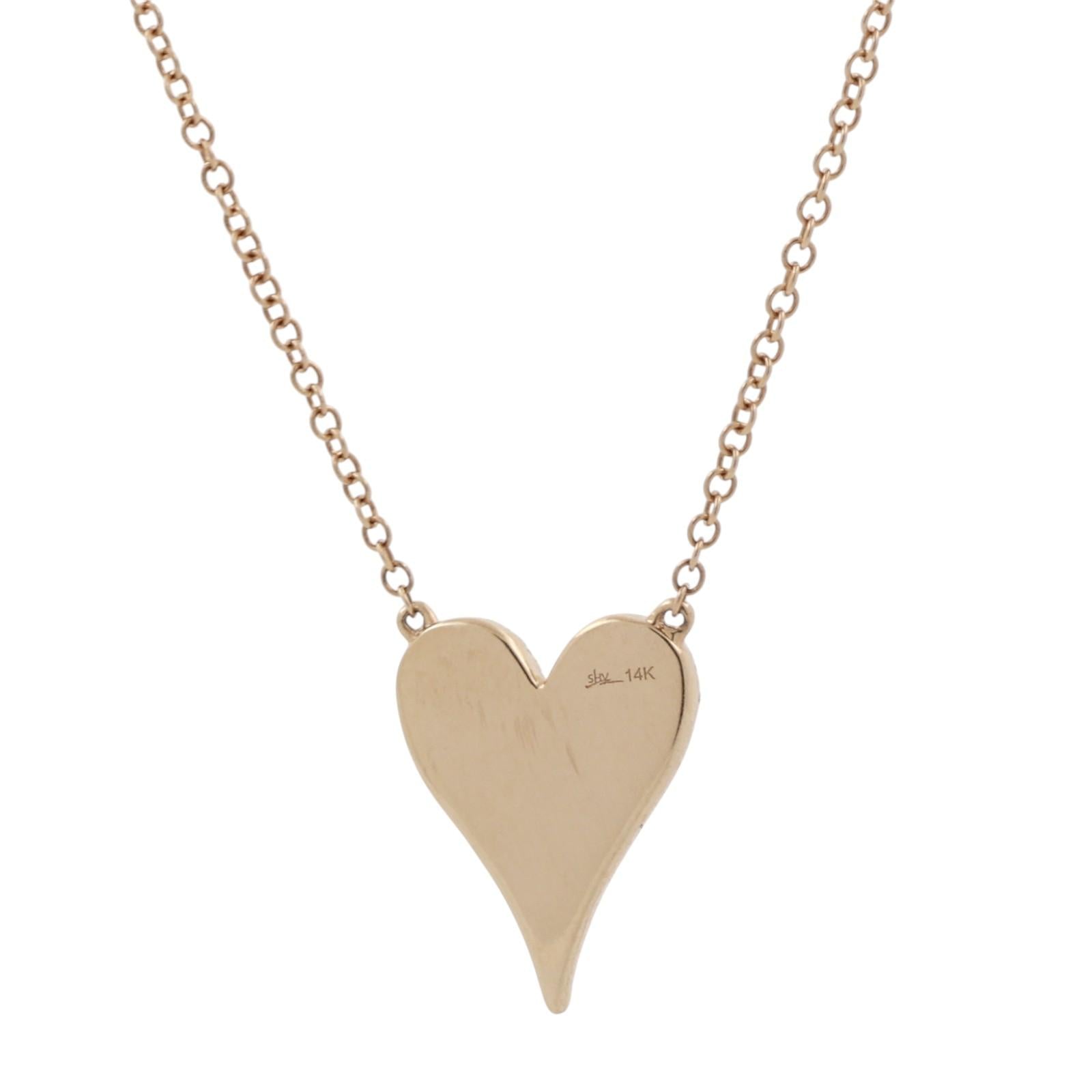 Cluster Diamond Heart Pendant Cable Link Chain Necklace 14K Yellow Gold 15-18"