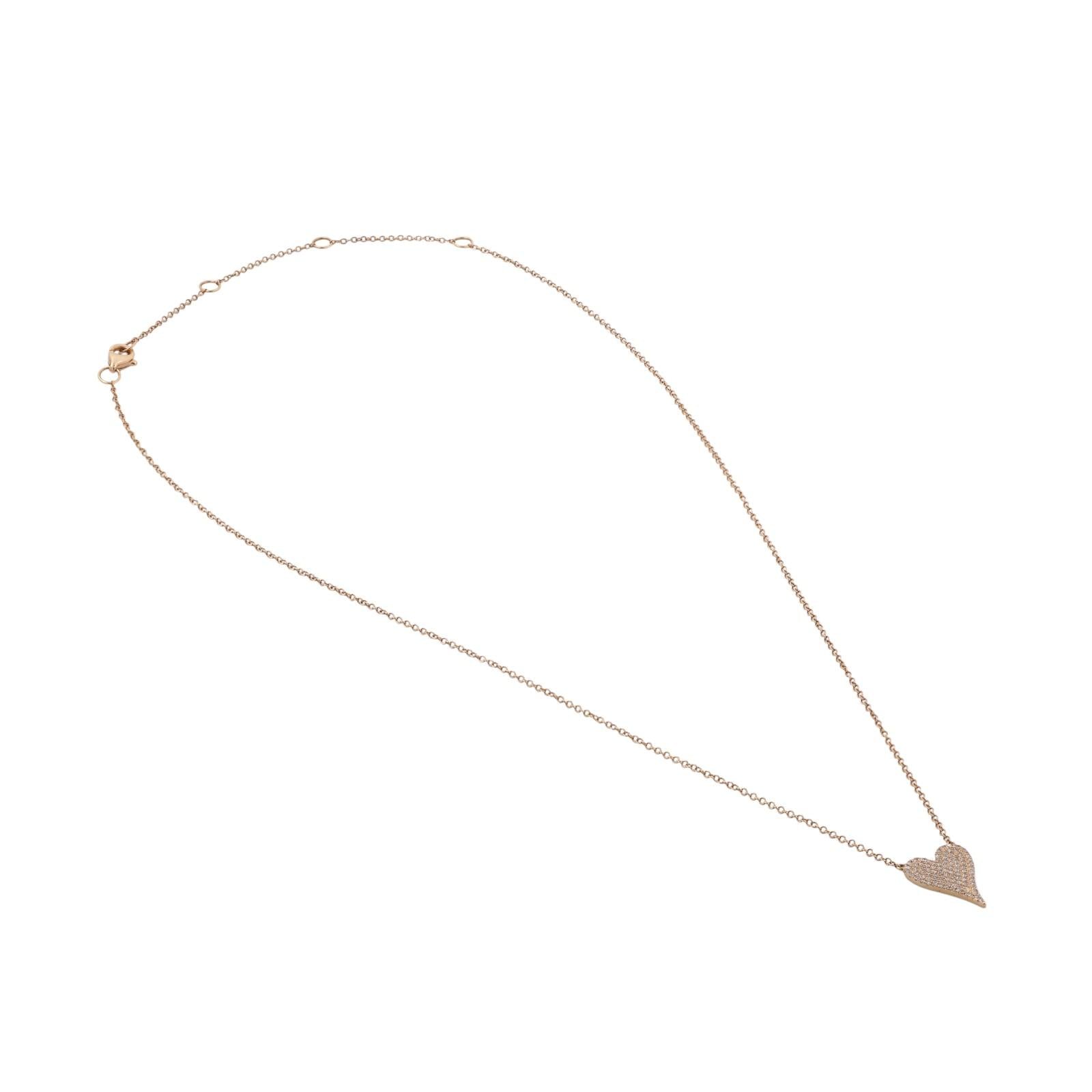 Cluster Diamond Heart Pendant Cable Link Chain Necklace 14K Yellow Gold 15-18"