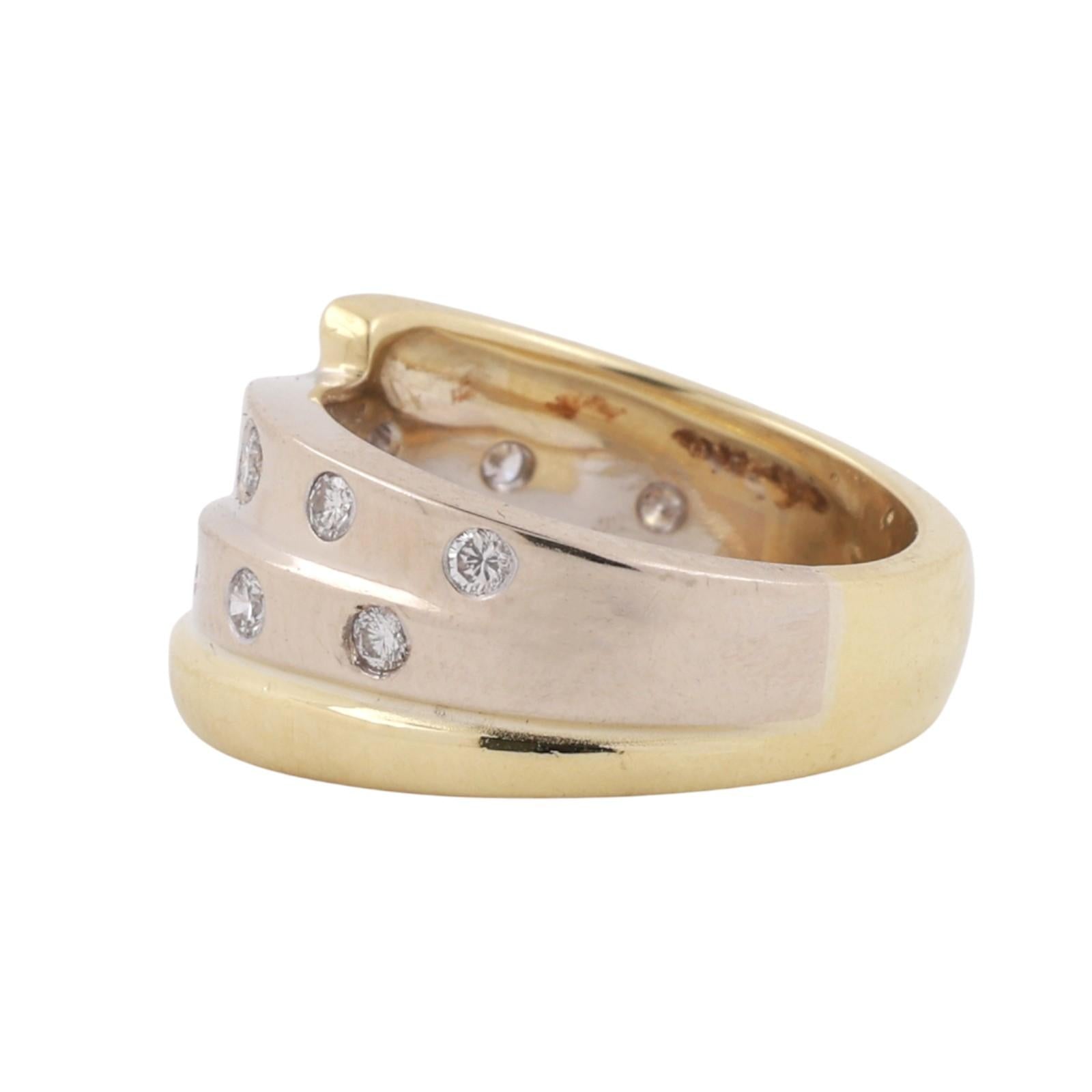 0.50 TW Diamond Wide Band Ring 18K Two-Tone Gold Size 6.75 Estate