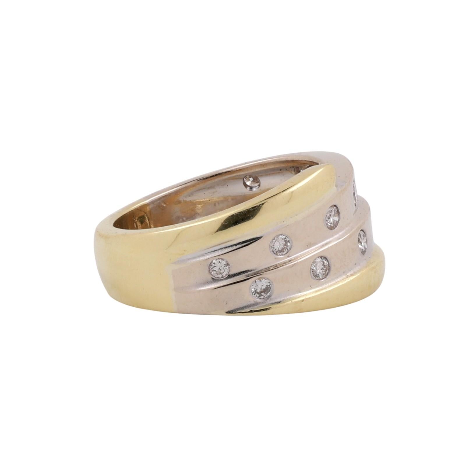 0.50 TW Diamond Wide Band Ring 18K Two-Tone Gold Size 6.75 Estate
