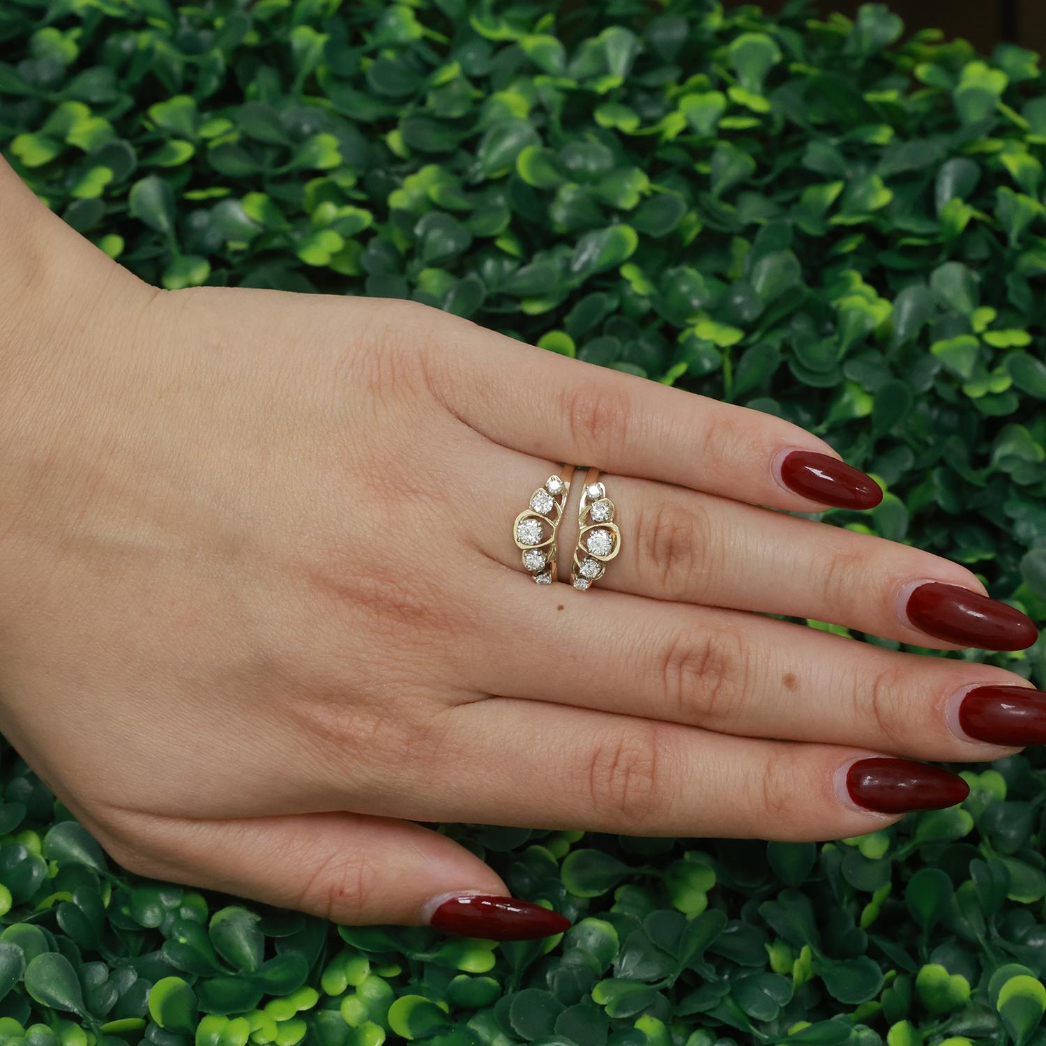 Vintage Diamond Jacket Bridal Ring Yellow Gold 1.25 TW Size 7 Ladies Estate