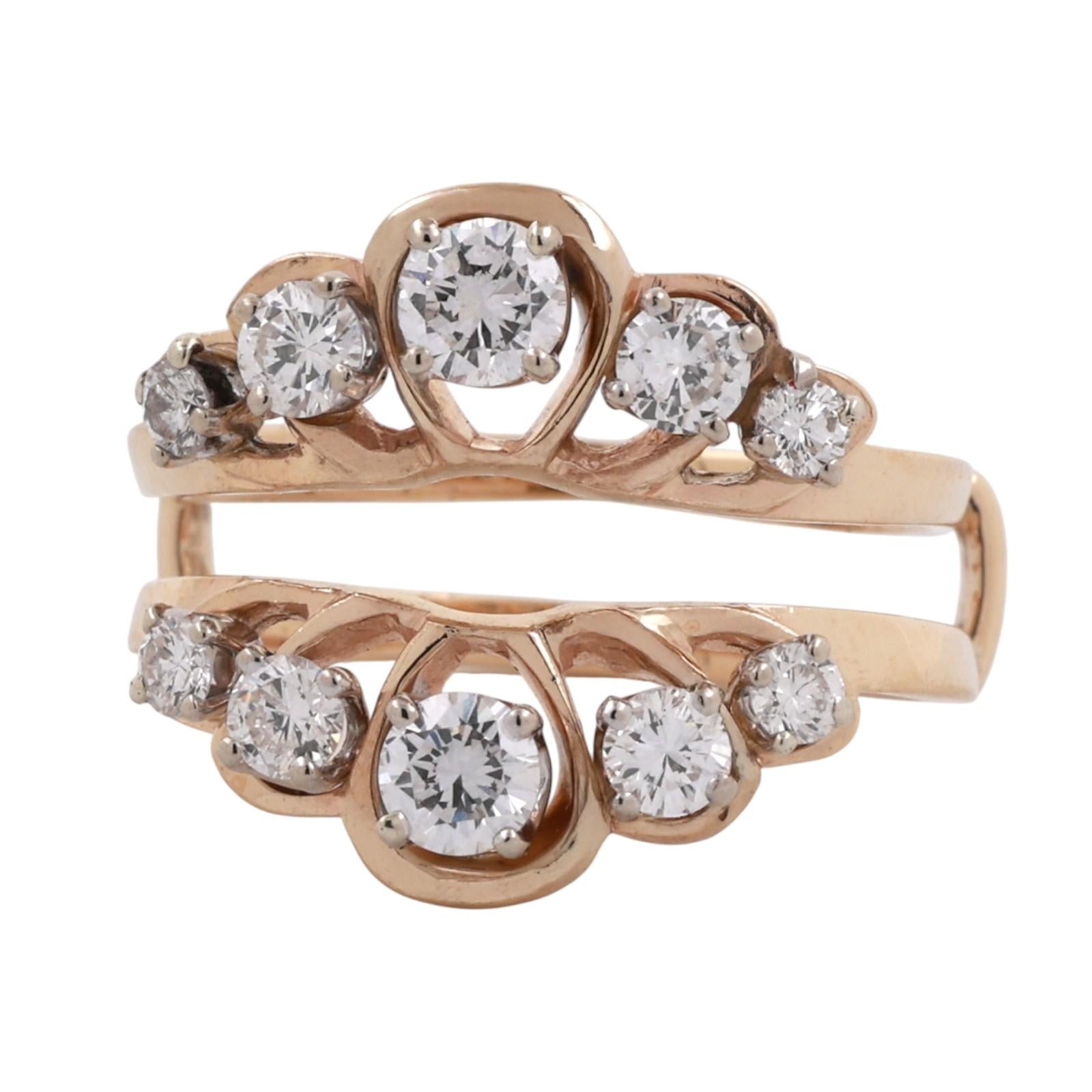 Vintage Diamond Jacket Bridal Ring Yellow Gold 1.25 TW Size 7 Ladies Estate