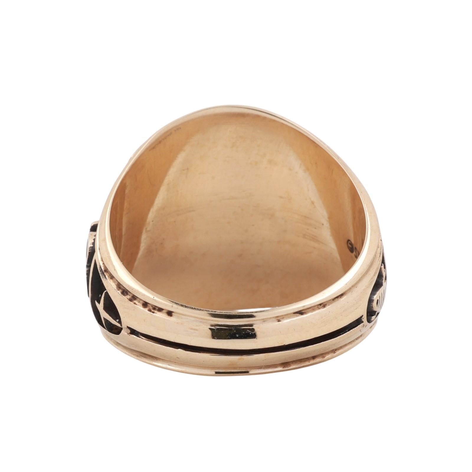 Mens Lakeland High School Class Ring 1986 10K Gold Lab Grown Sapphire Size 10.5