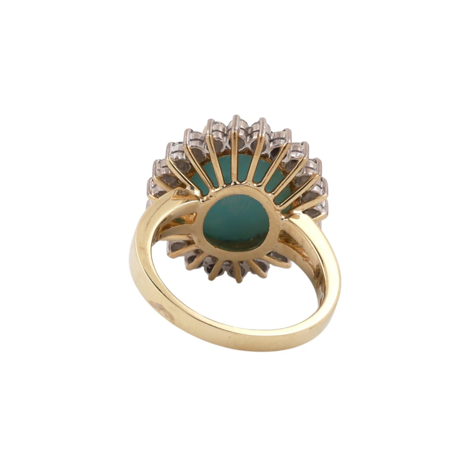 7.25 CT GIA Certified Natural Turquoise Halo Diamond Ring Two-Tone Gold Size 6.5