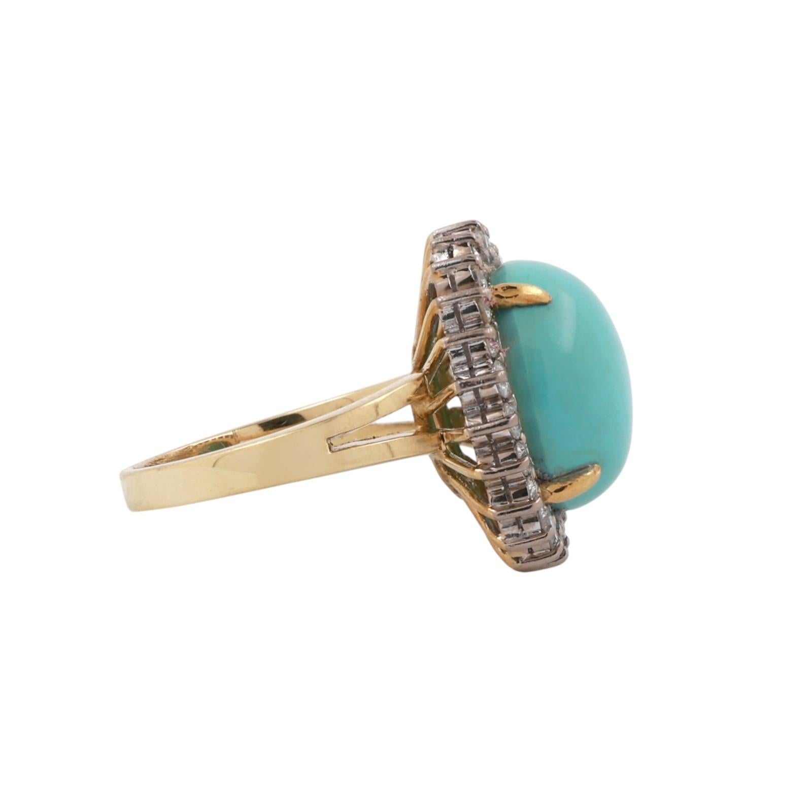 7.25 CT GIA Certified Natural Turquoise Halo Diamond Ring Two-Tone Gold Size 6.5