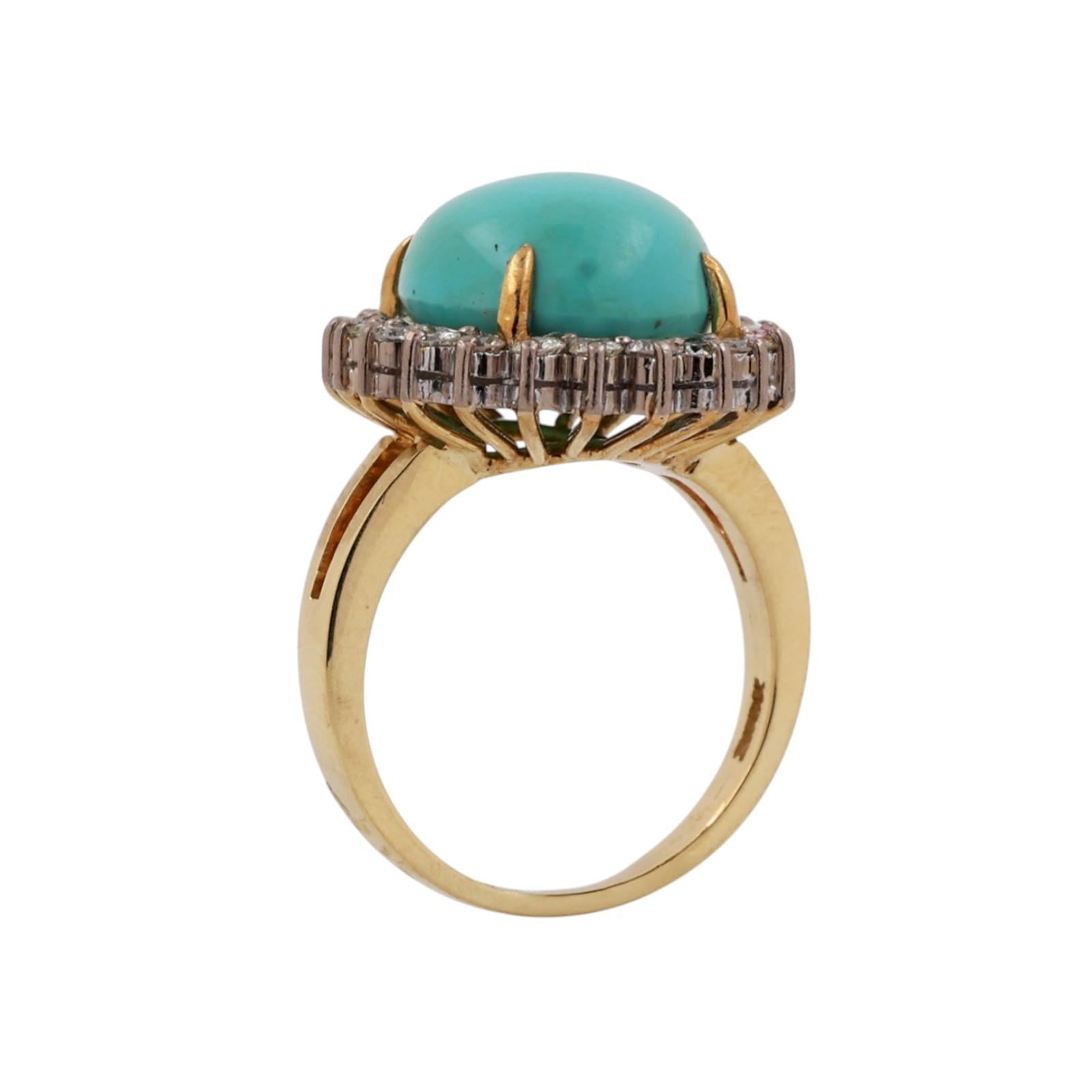 7.25 CT GIA Certified Natural Turquoise Halo Diamond Ring Two-Tone Gold Size 6.5