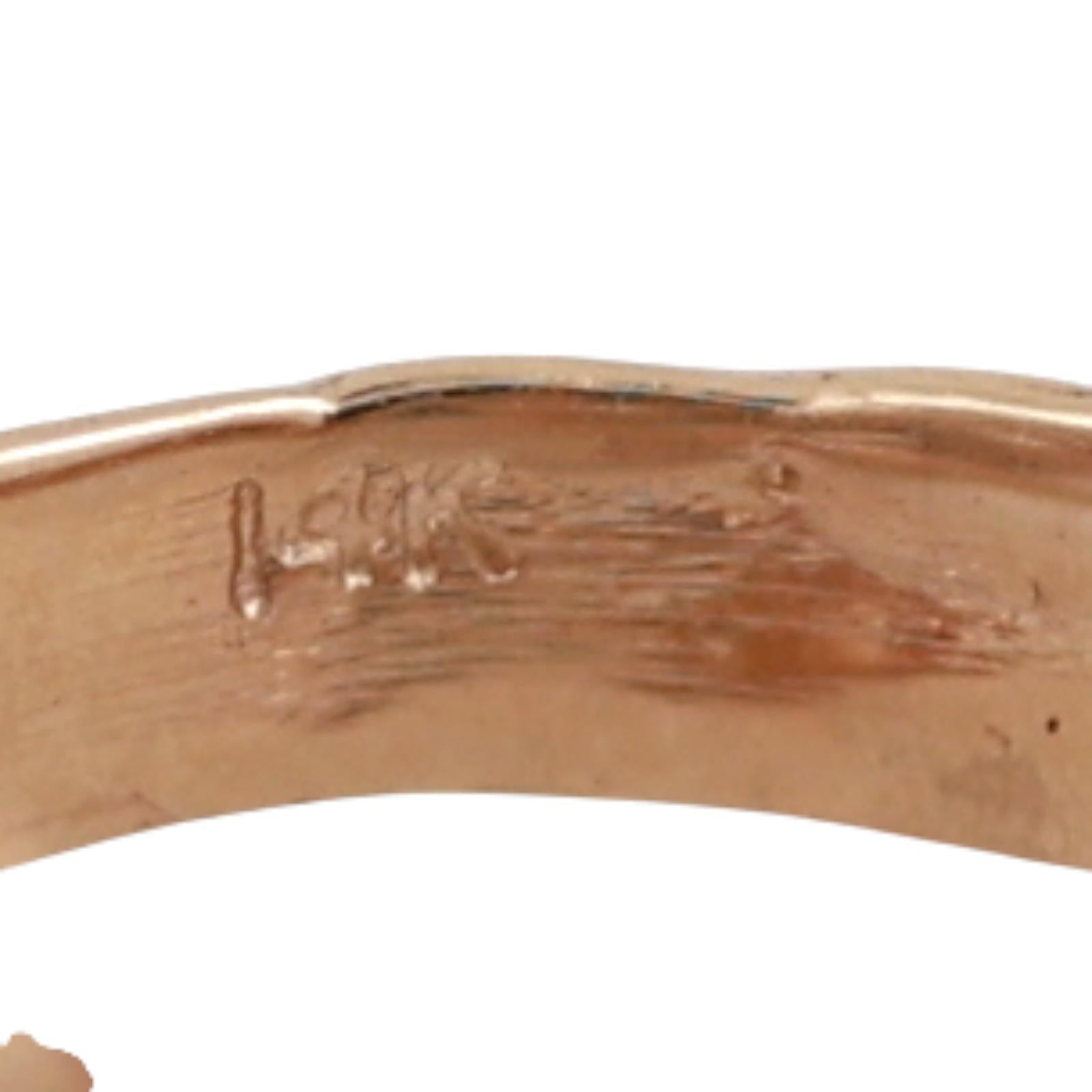 Brutalist Diamond Ring 14K Yellow Gold 3-Stone 0.70 TW Size 7.5 Ladies Estate