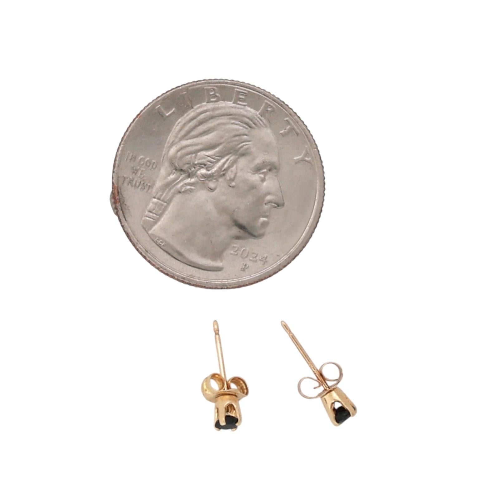 0.20 CTW Round Blue Sapphire Stud Earrings 10K Yellow Gold 4-Prong Setting