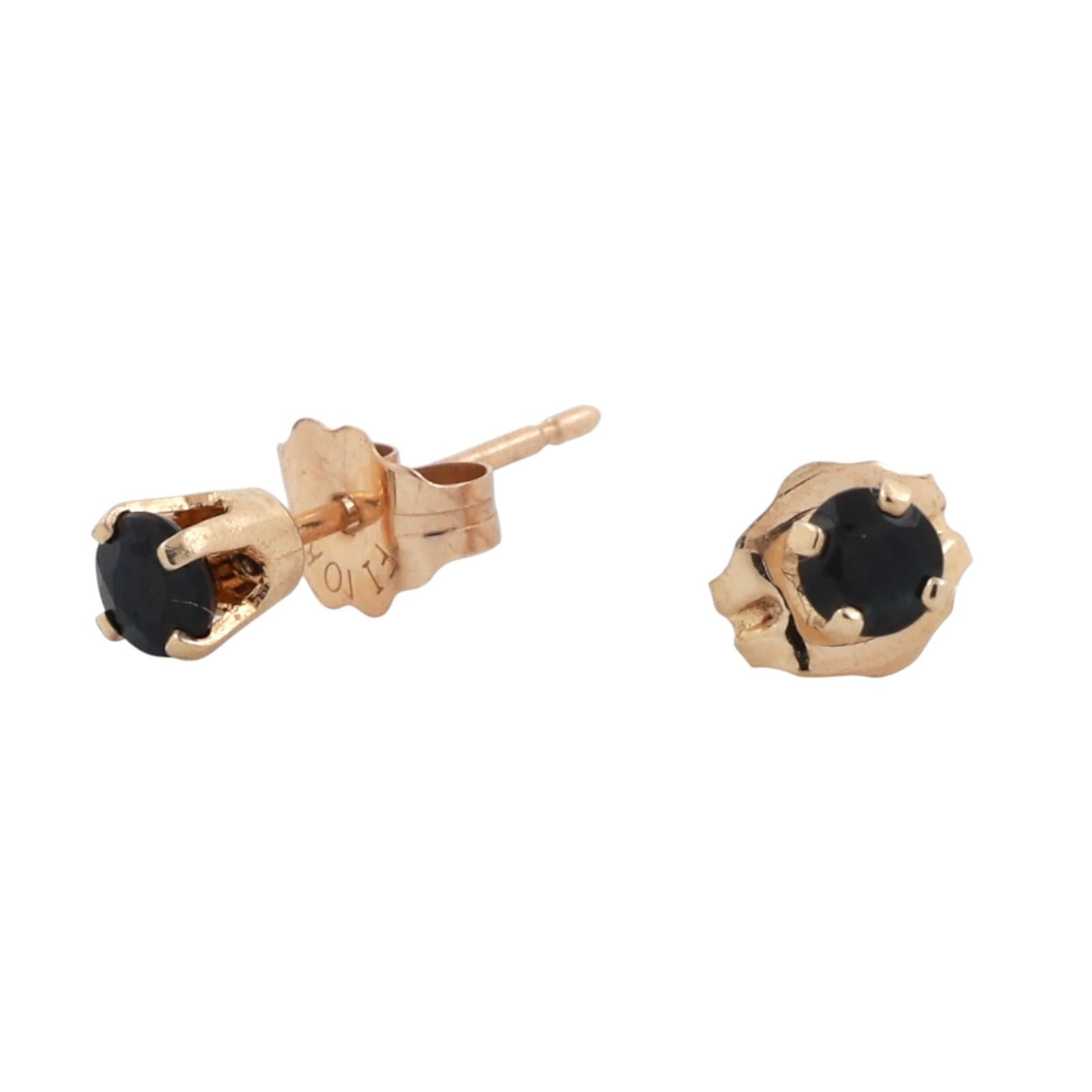 0.20 CTW Round Blue Sapphire Stud Earrings 10K Yellow Gold 4-Prong Setting