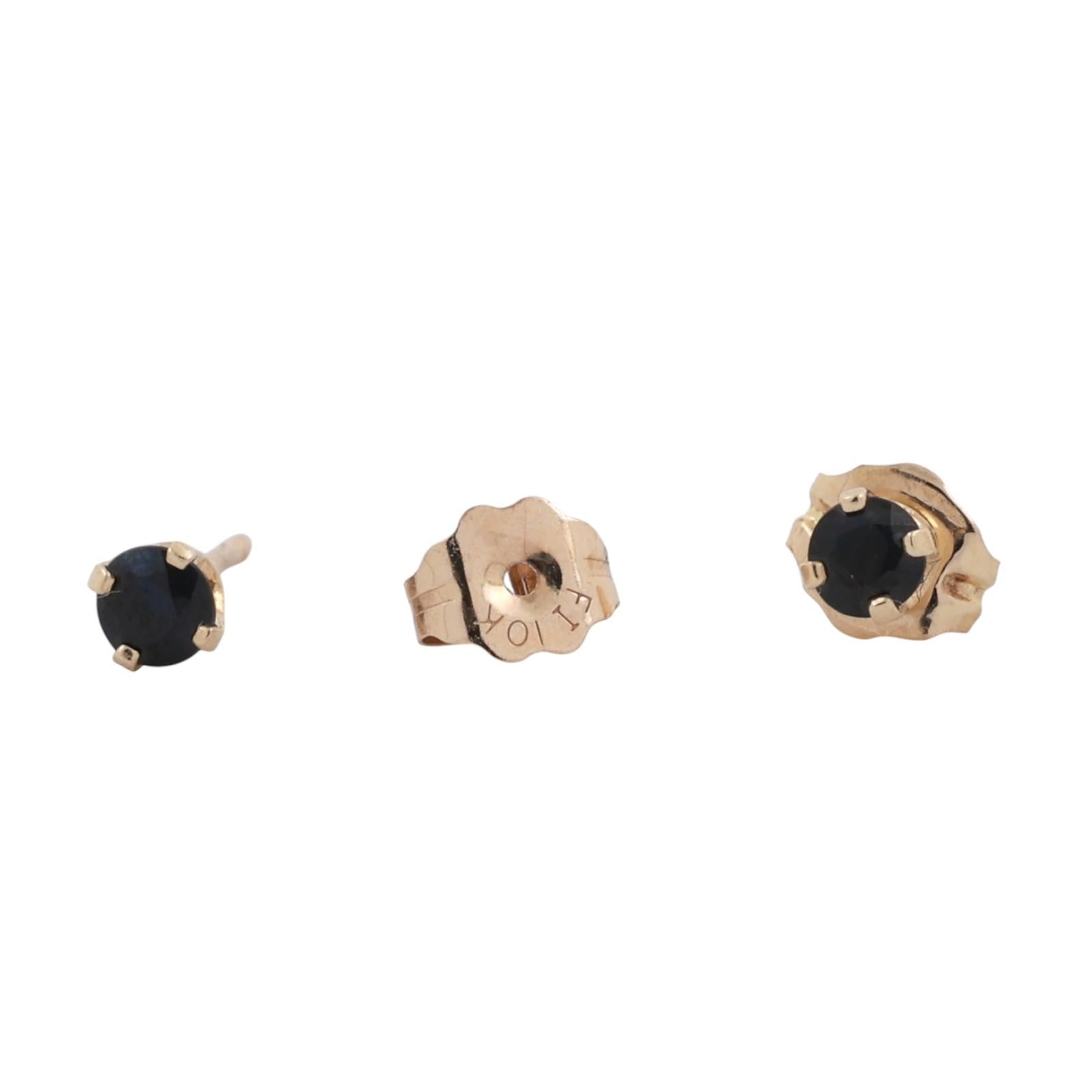 0.20 CTW Round Blue Sapphire Stud Earrings 10K Yellow Gold 4-Prong Setting