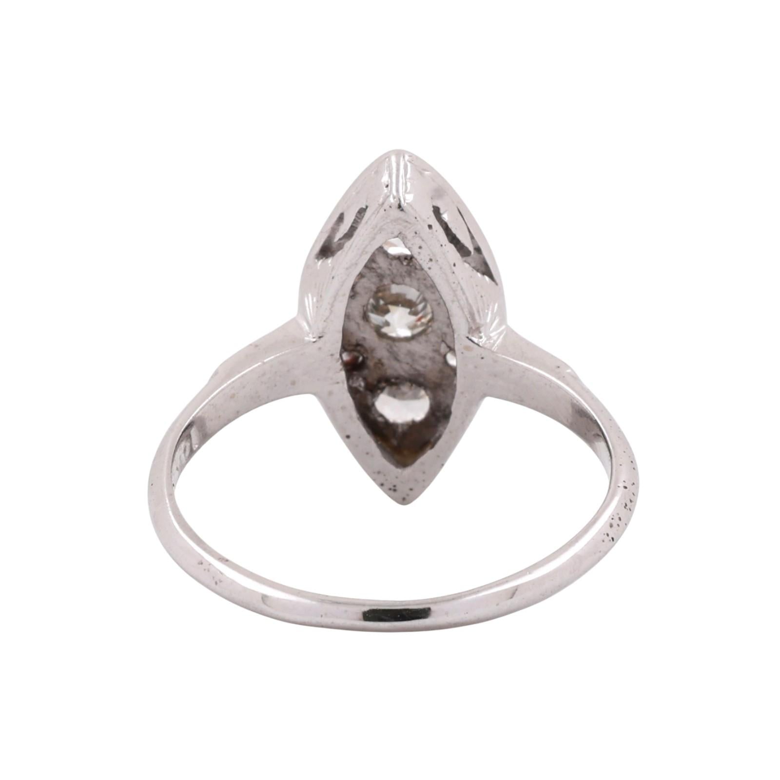 Vintage 0.53 TW Old European Cut Diamond Statement Ring White Gold Size 5.75