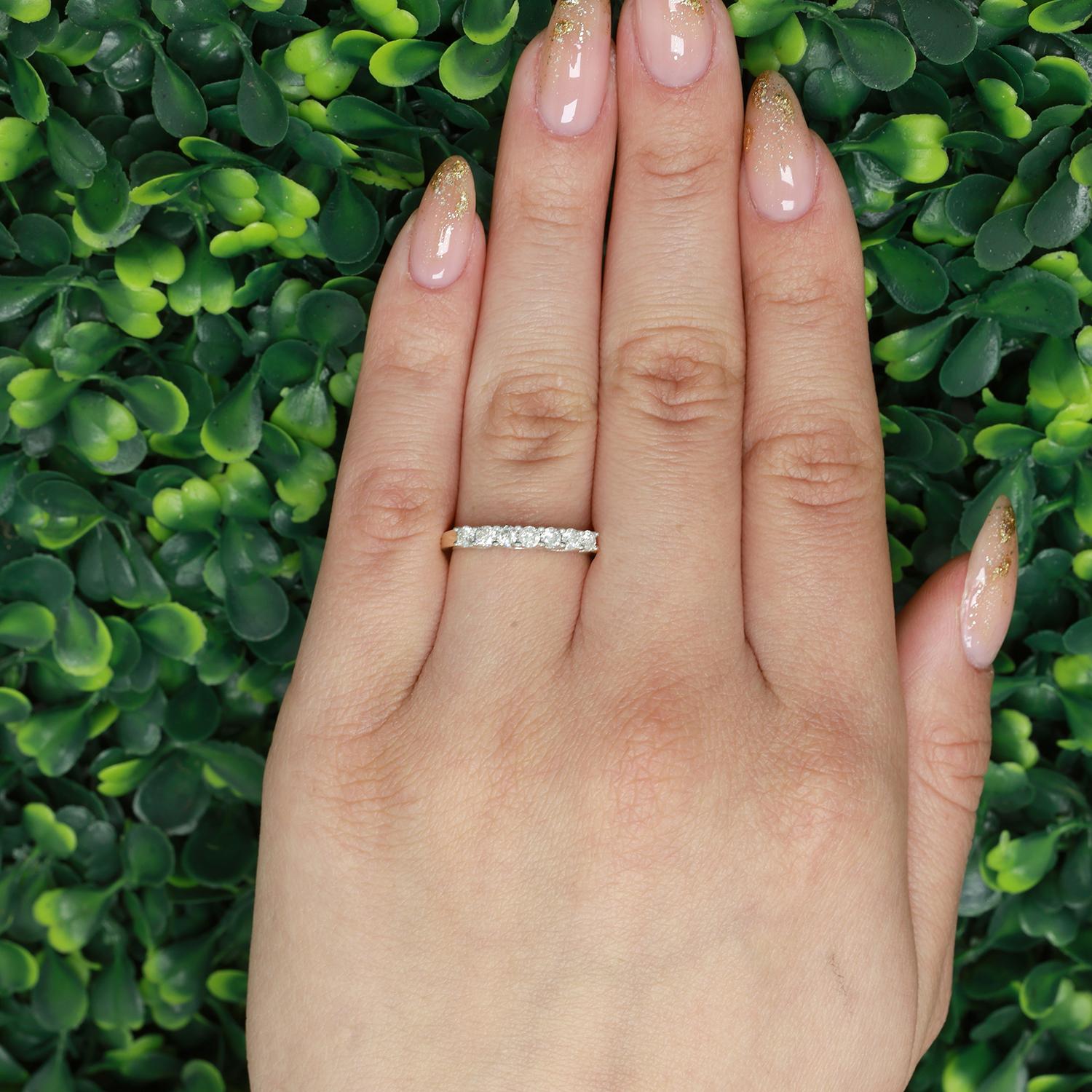 0.50 TW Diamond Half Eternity Band Ring 14K Gold Wedding Anniversary Size 7