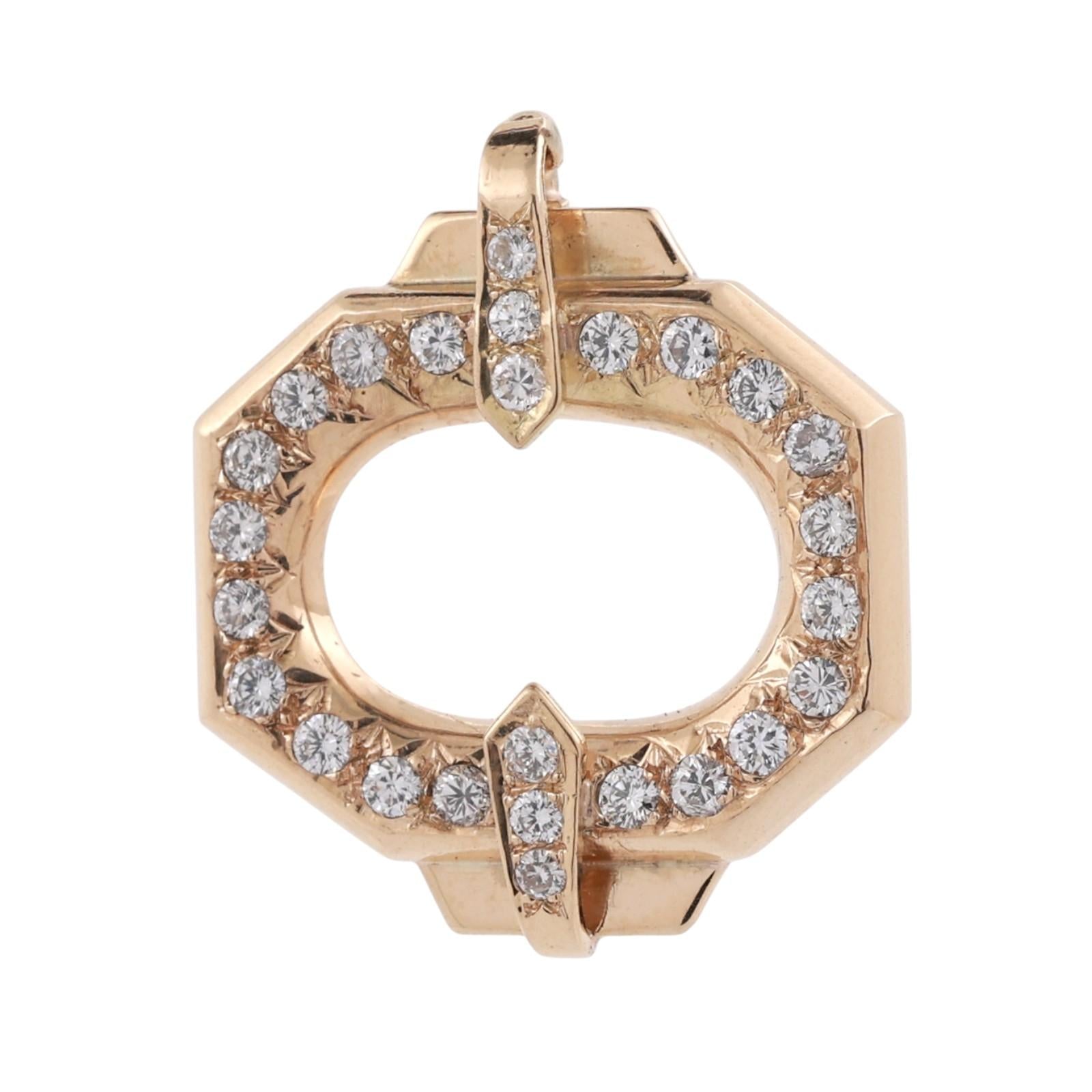 0.75 TW Diamond Hexagonal Pendant 14K Yellow Gold 1.15" Ladies Estate