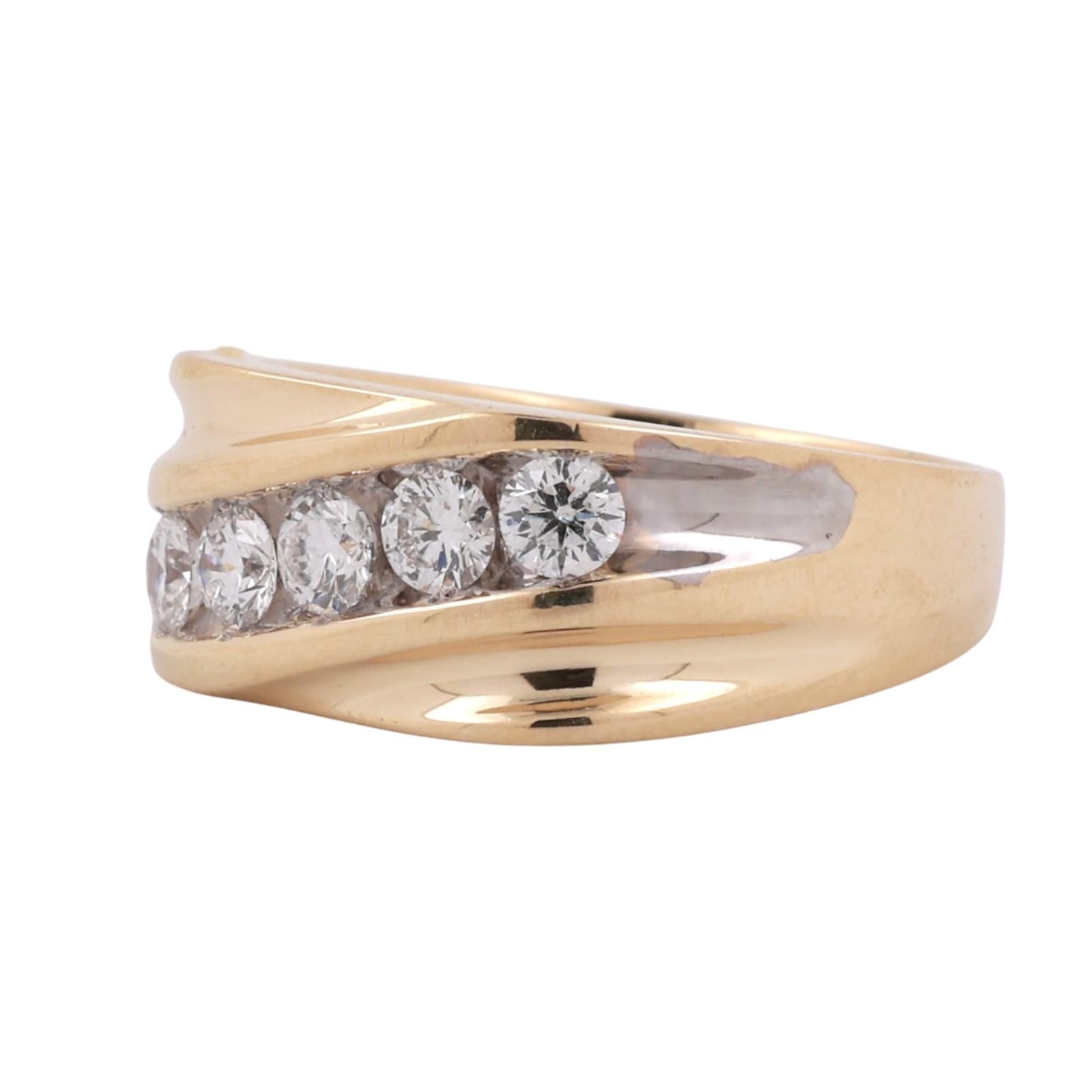 Mens 5-Stone Diamond Half Eternity Band Ring 1.00 TW 14K Gold Size 10.75 Estate