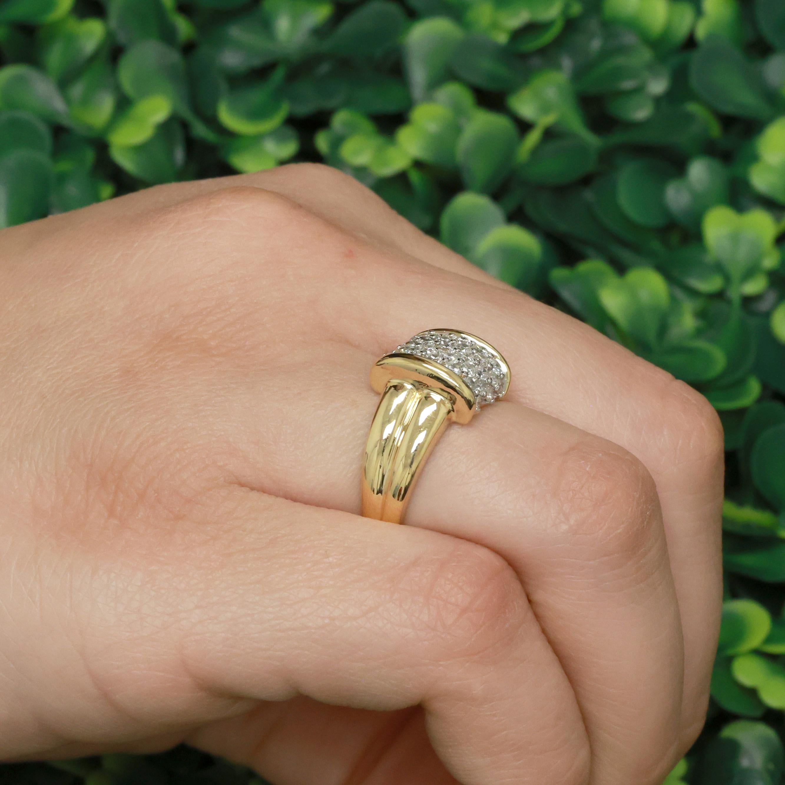 Cluster Diamond Cocktail Ring 18K Two-Tone Gold 1.20 TW Size 7.25 Ladies Estate
