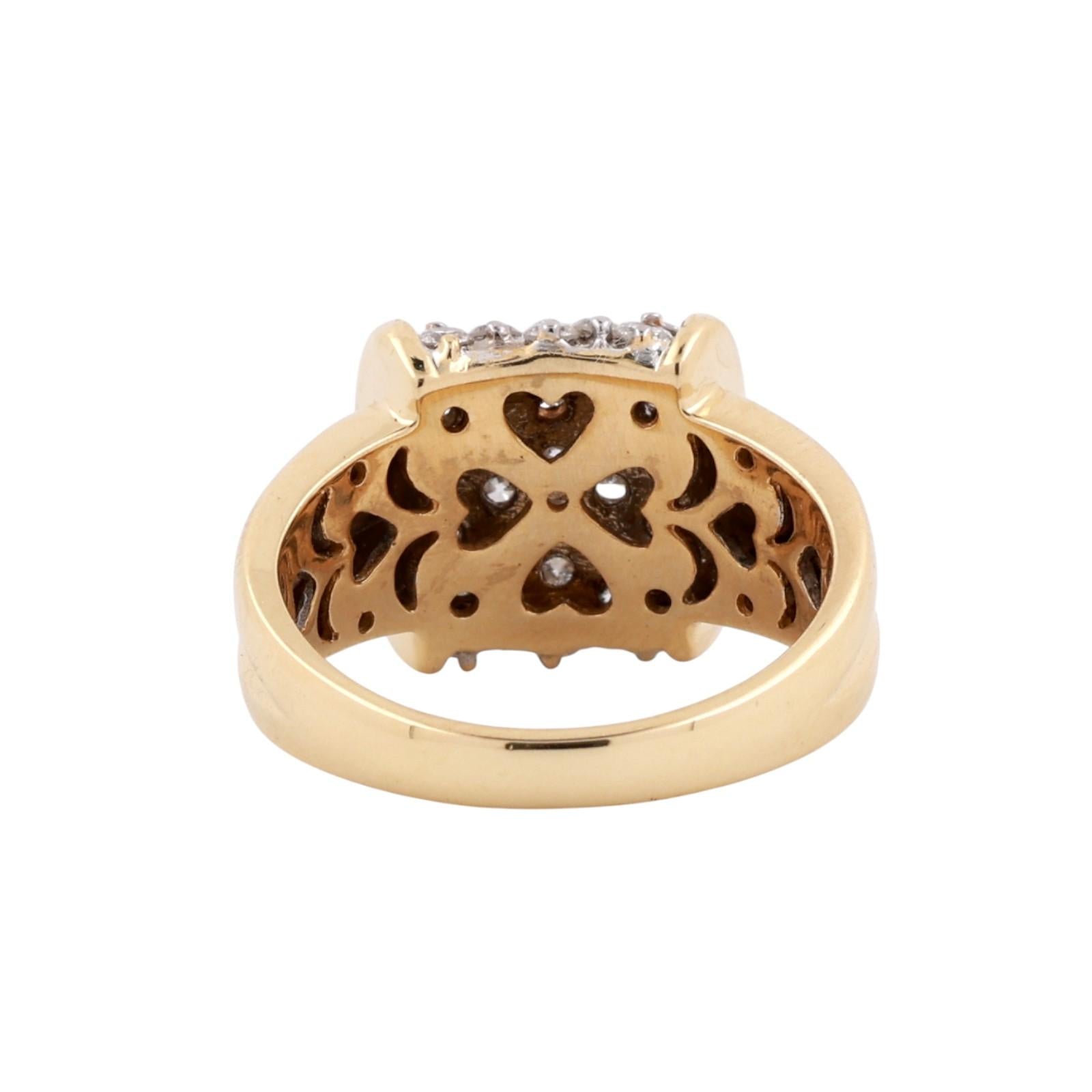 Cluster Diamond Cocktail Ring 18K Two-Tone Gold 1.20 TW Size 7.25 Ladies Estate