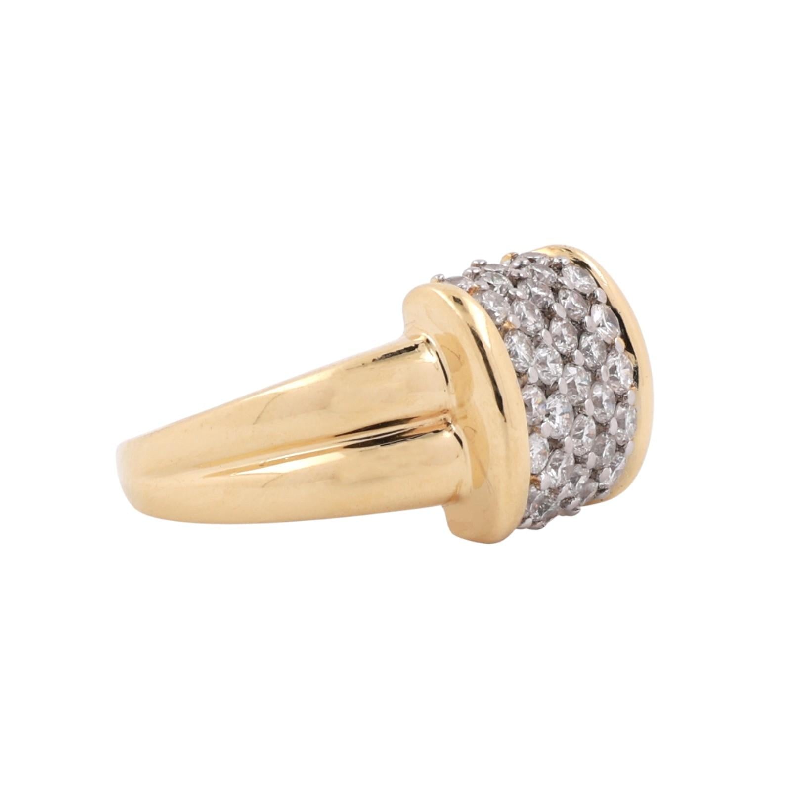 Cluster Diamond Cocktail Ring 18K Two-Tone Gold 1.20 TW Size 7.25 Ladies Estate