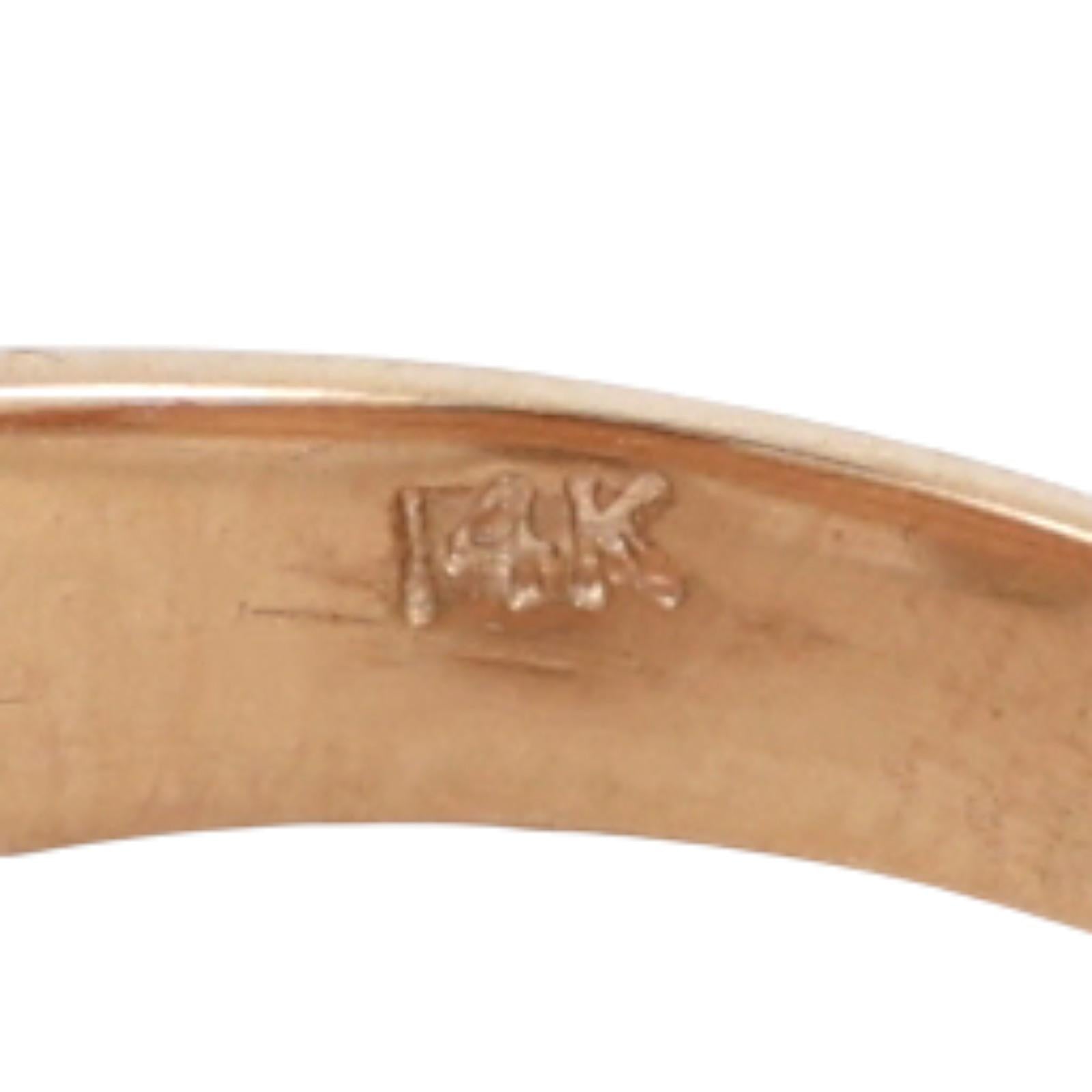Diamond X Band Ring 14K Ridged Gold 0.28 TW Diamonds Size 6 Ladies Estate