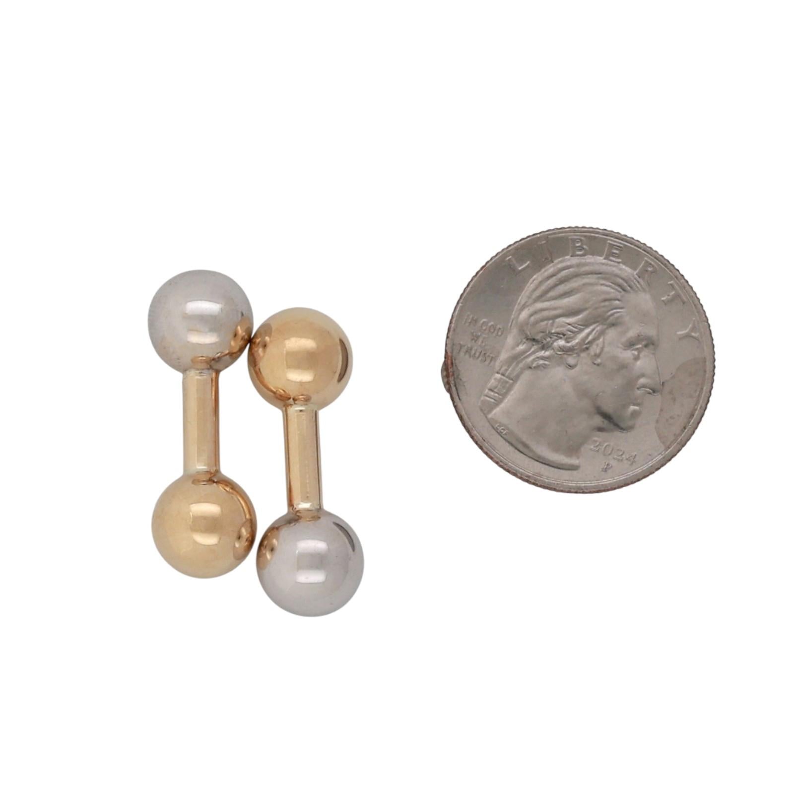 Vintage Tiffany & Co. Barbell Ball Cufflinks 14K Gold 9.5 mm 0.85" Unisex Estate