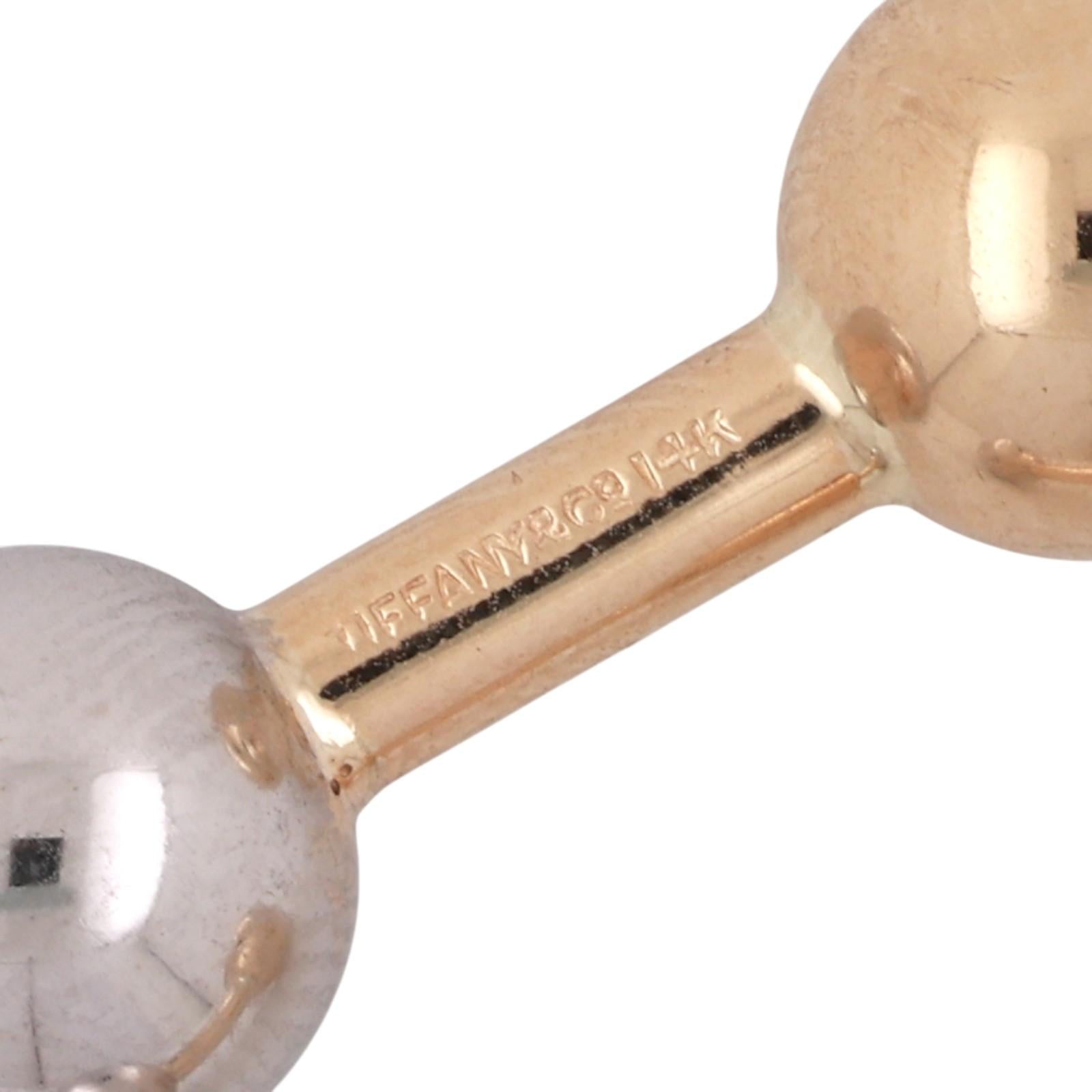 Vintage Tiffany & Co. Barbell Ball Cufflinks 14K Gold 9.5 mm 0.85" Unisex Estate