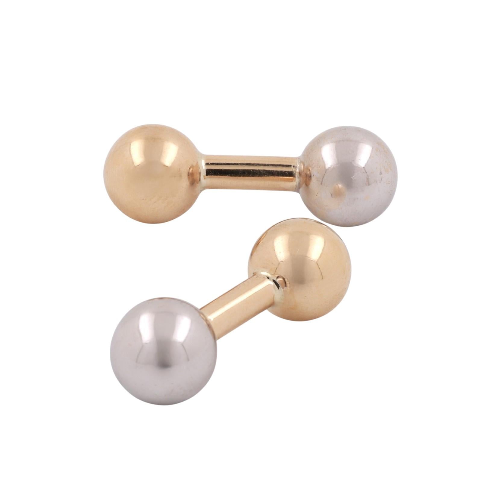 Vintage Tiffany & Co. Barbell Ball Cufflinks 14K Gold 9.5 mm 0.85" Unisex Estate