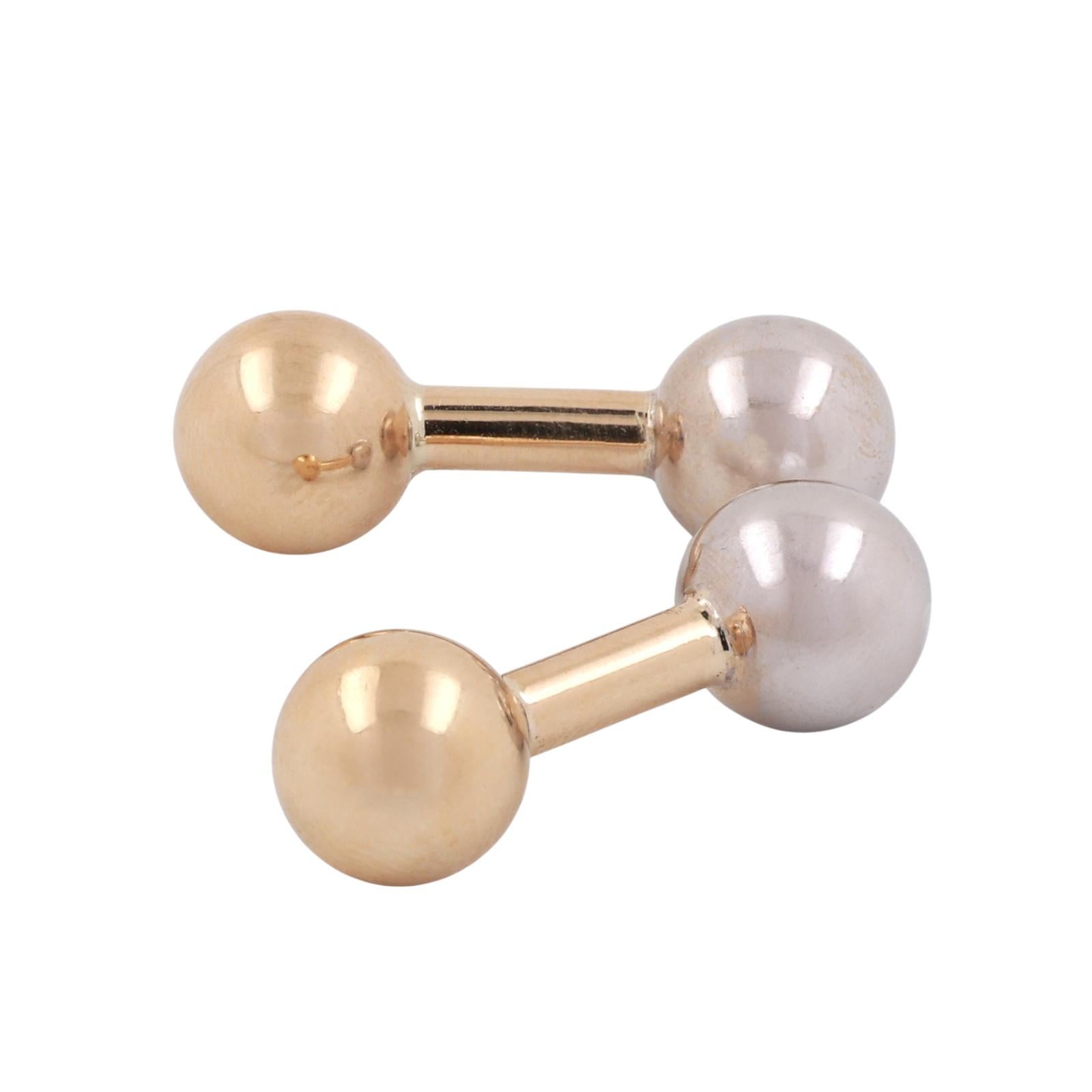 Vintage Tiffany & Co. Barbell Ball Cufflinks 14K Gold 9.5 mm 0.85" Unisex Estate