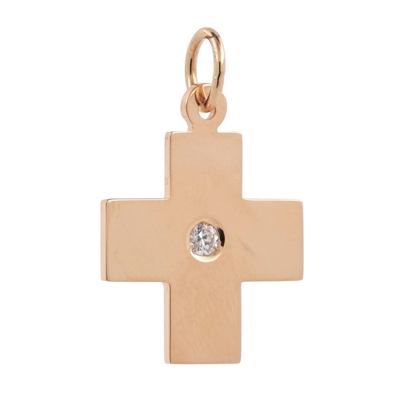 0.12 CT Accent Diamond Cross Pendant 18K Yellow Gold 1.18" Religious Estate