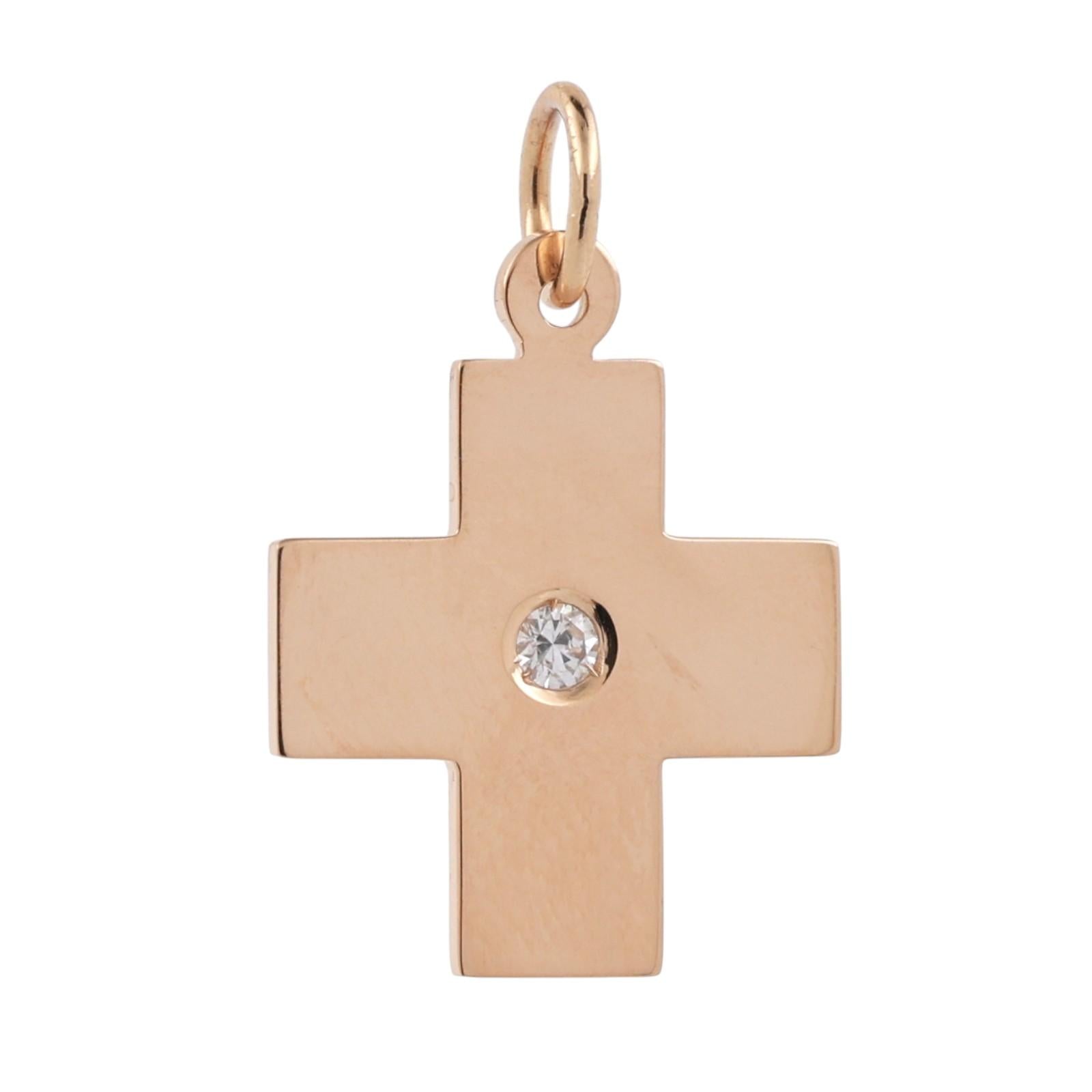 0.12 CT Accent Diamond Cross Pendant 18K Yellow Gold 1.18" Religious Estate