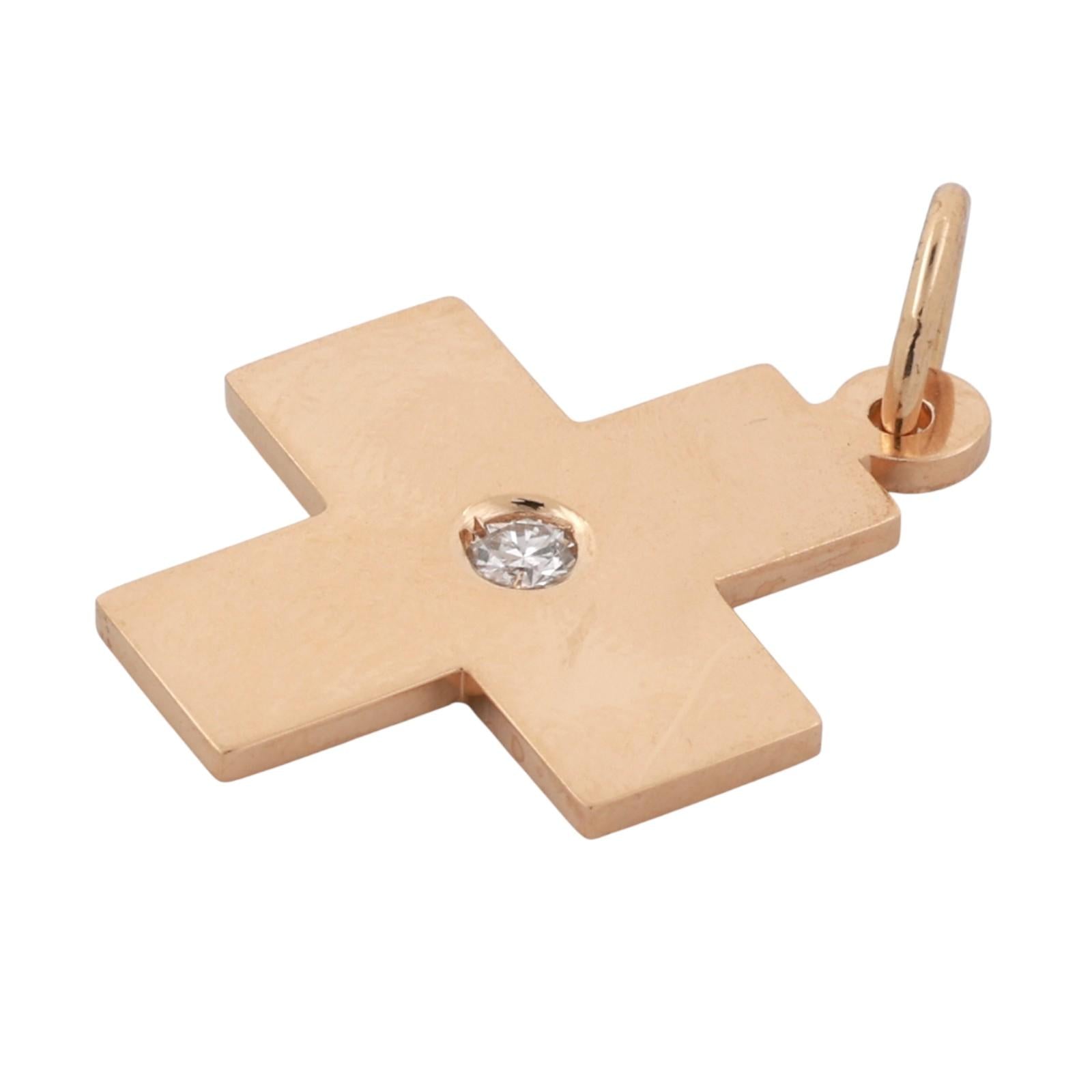 0.12 CT Accent Diamond Cross Pendant 18K Yellow Gold 1.18" Religious Estate