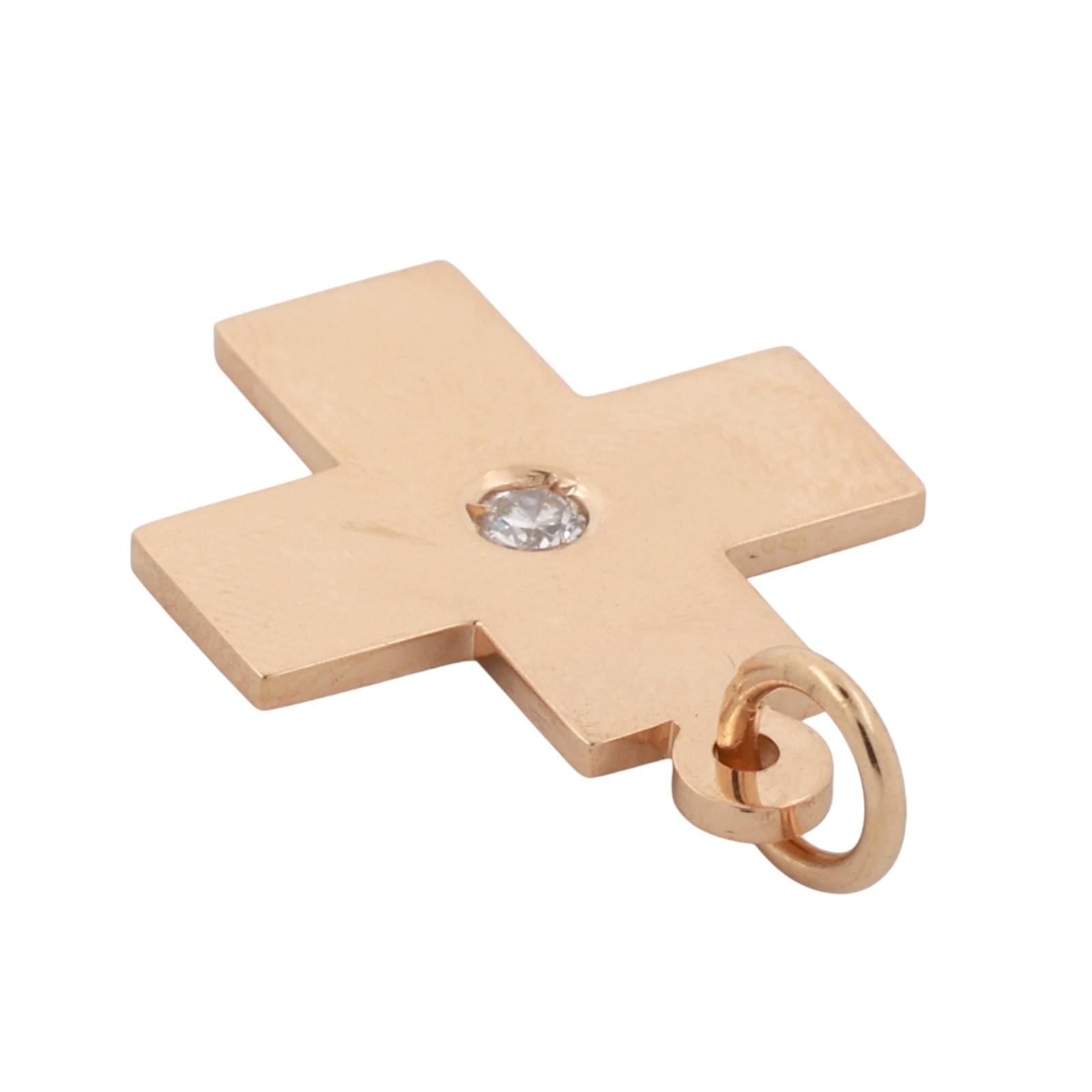 0.12 CT Accent Diamond Cross Pendant 18K Yellow Gold 1.18" Religious Estate