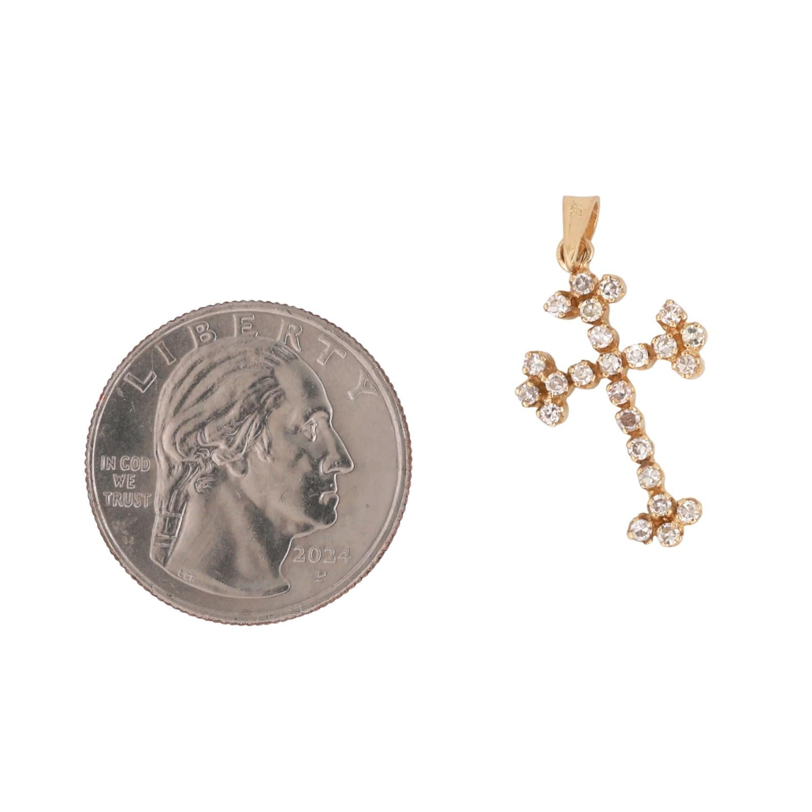 Diamond Cross Pendant Charm 18K Yellow Gold 0.50 TW Diamonds 1.15" Religious