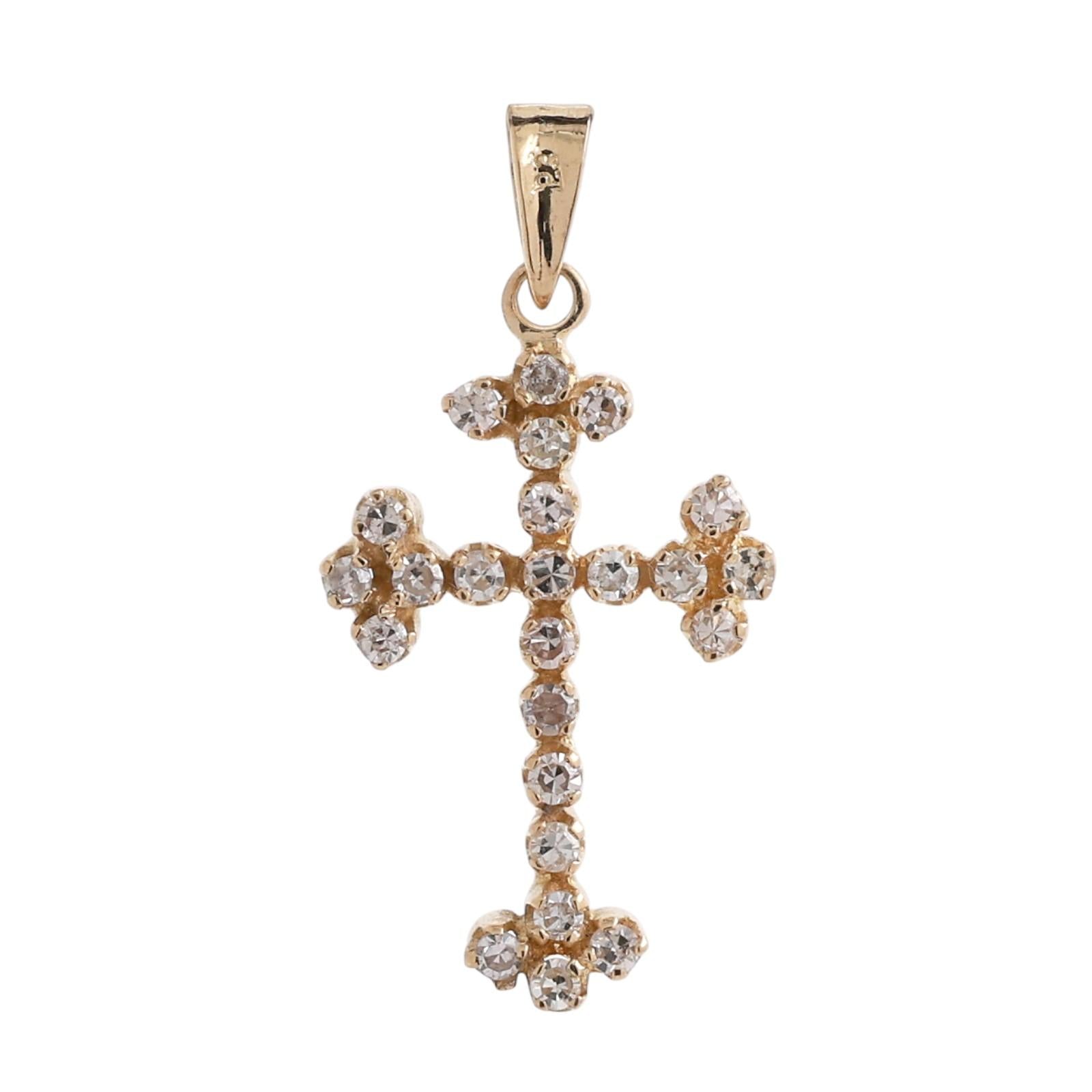 Diamond Cross Pendant Charm 18K Yellow Gold 0.50 TW Diamonds 1.15" Religious
