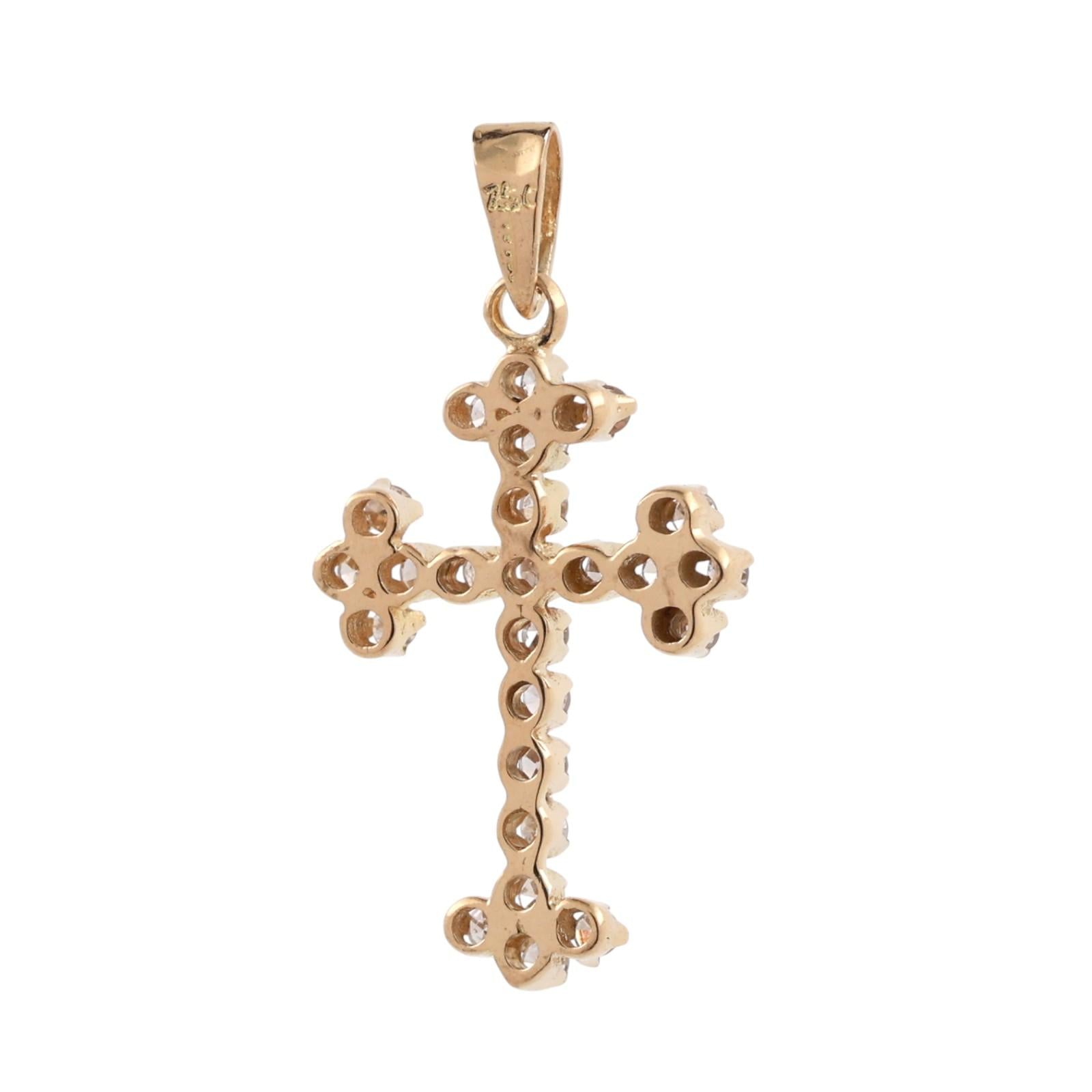 Diamond Cross Pendant Charm 18K Yellow Gold 0.50 TW Diamonds 1.15" Religious