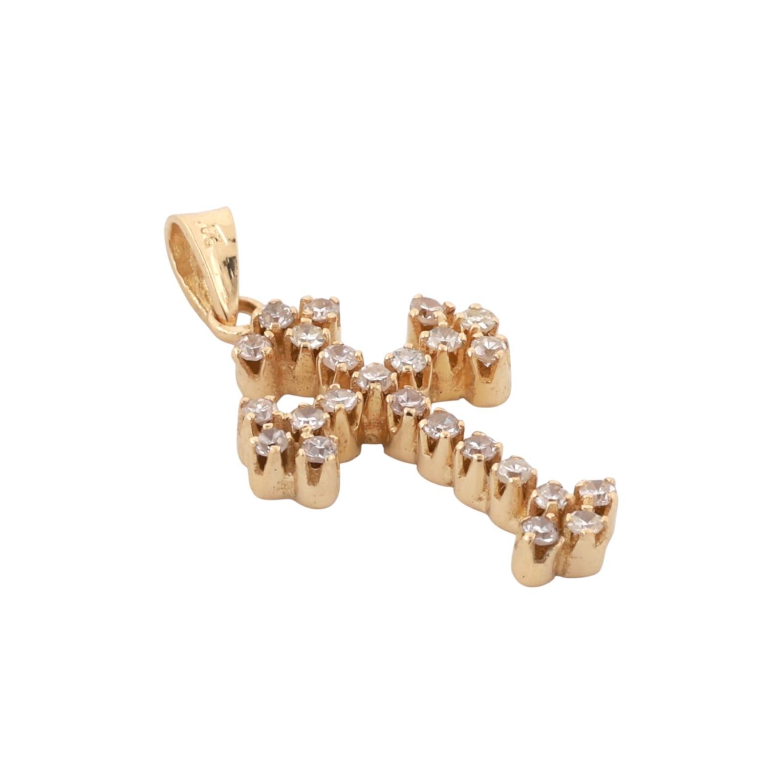 Diamond Cross Pendant Charm 18K Yellow Gold 0.50 TW Diamonds 1.15" Religious