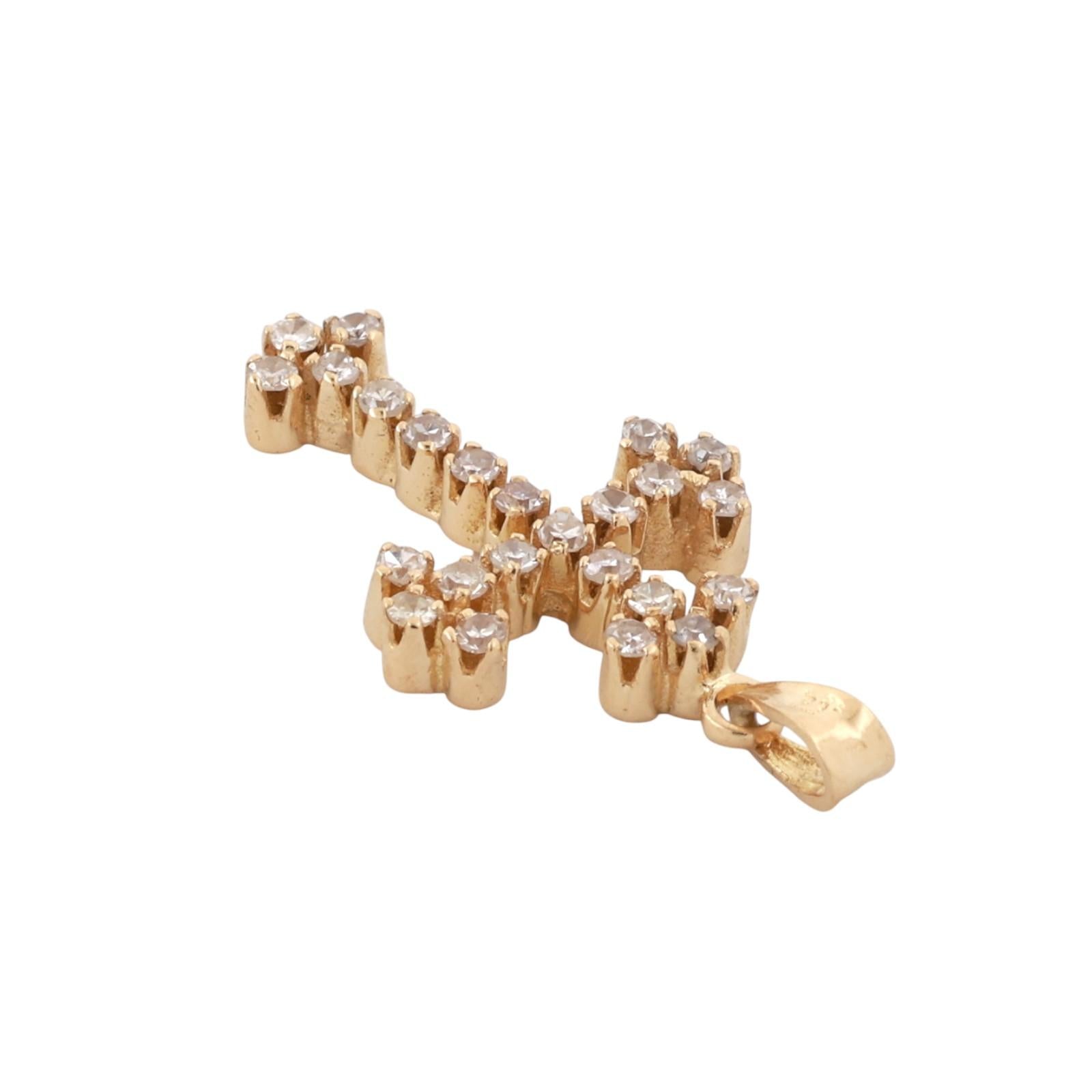Diamond Cross Pendant Charm 18K Yellow Gold 0.50 TW Diamonds 1.15" Religious