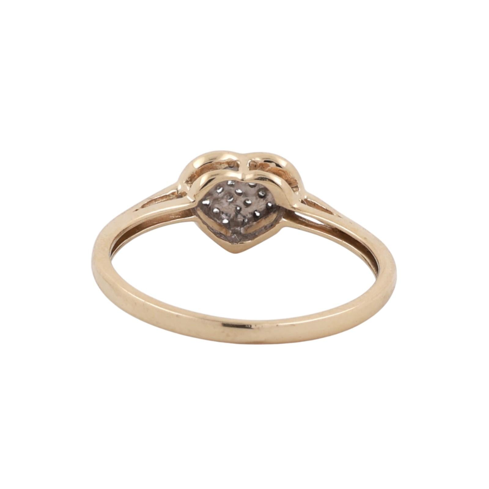 Cluster Diamond Heart Ring 14K Gold 0.15 TW Size 7 Ladies Estate