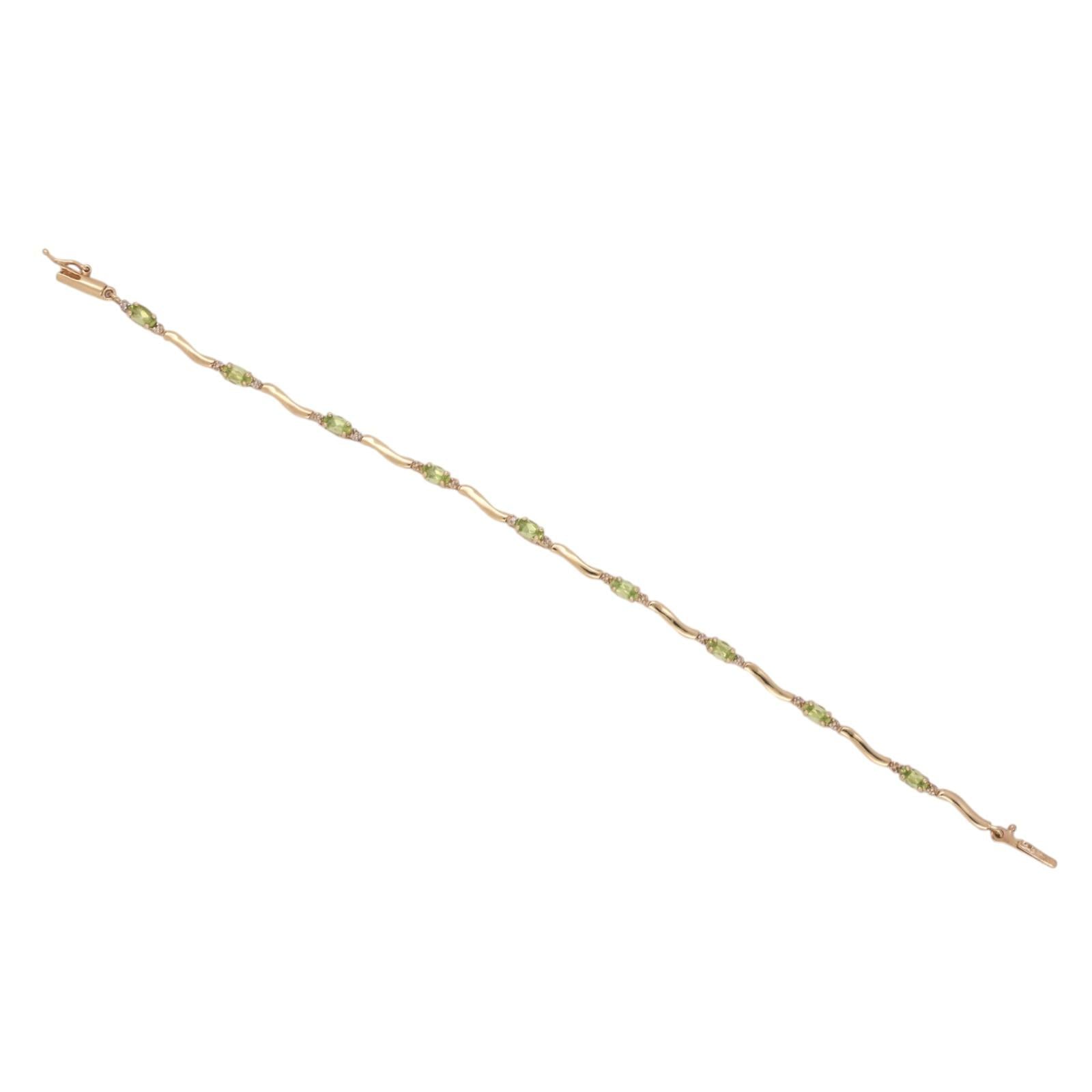 Peridot Diamond Swirl Station Bracelet 10K Two-Tone Gold 2.27 CTW 7.5"