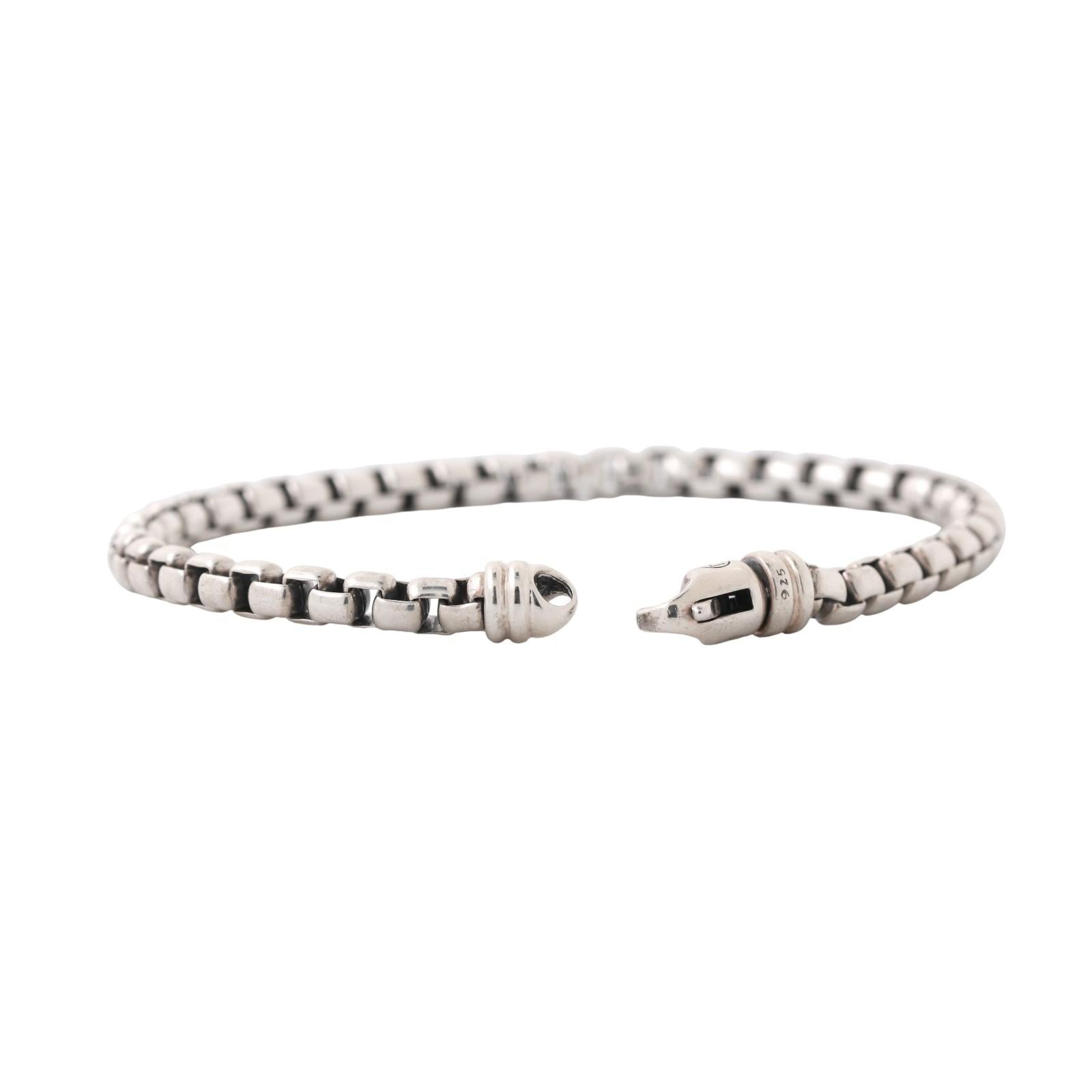 David Yurman Sterling Silver Box Link Chain Bracelet 8.75"