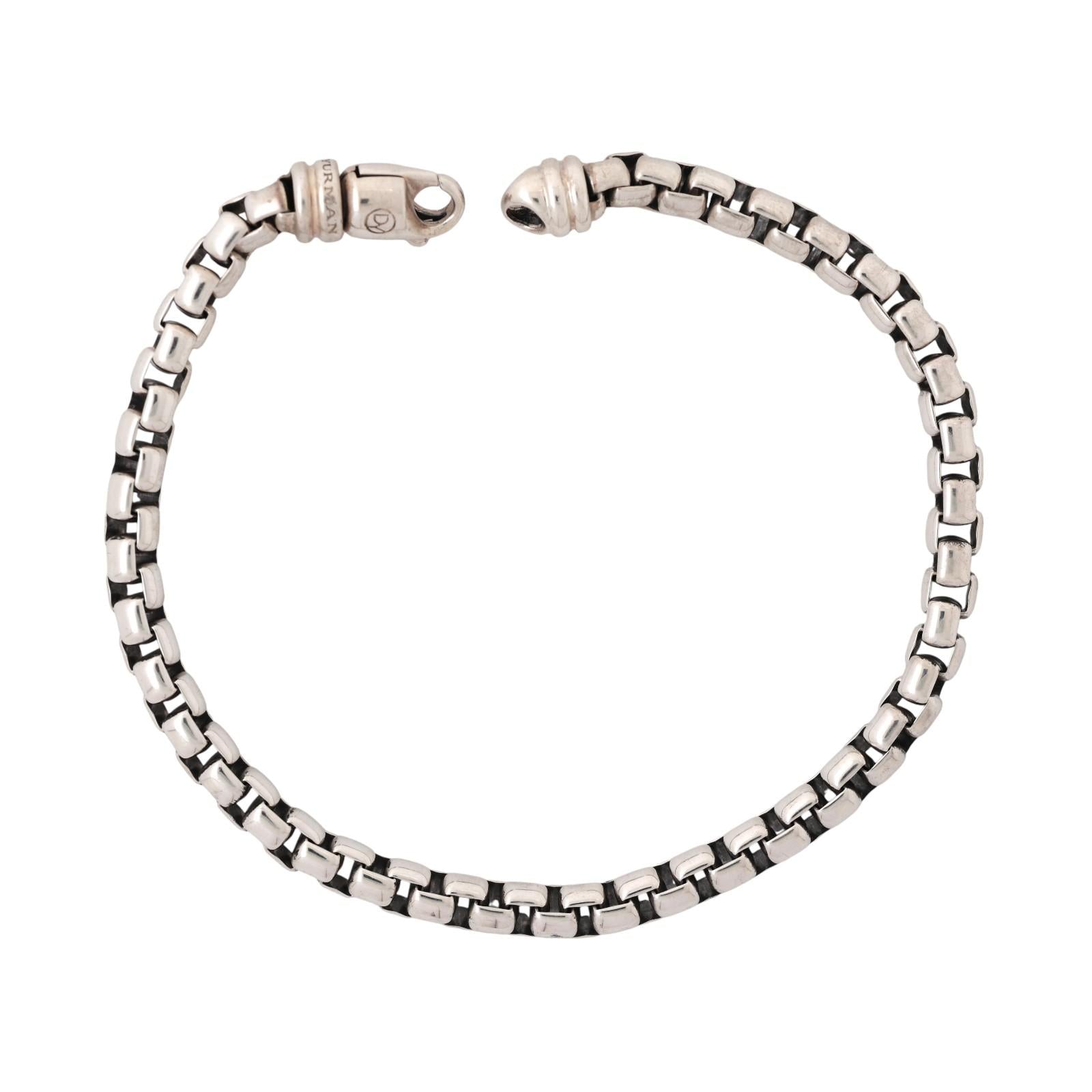 David Yurman Sterling Silver Box Link Chain Bracelet 8.75"