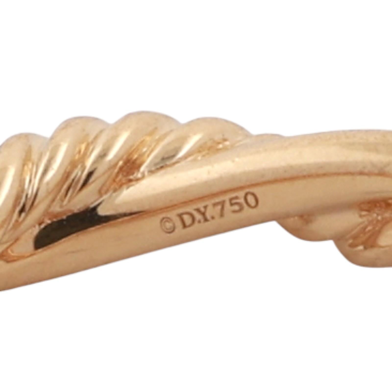 David Yurman 18K Yellow Gold Petite Twisted Infinity Band Ring 0.08 TW Size 4.5